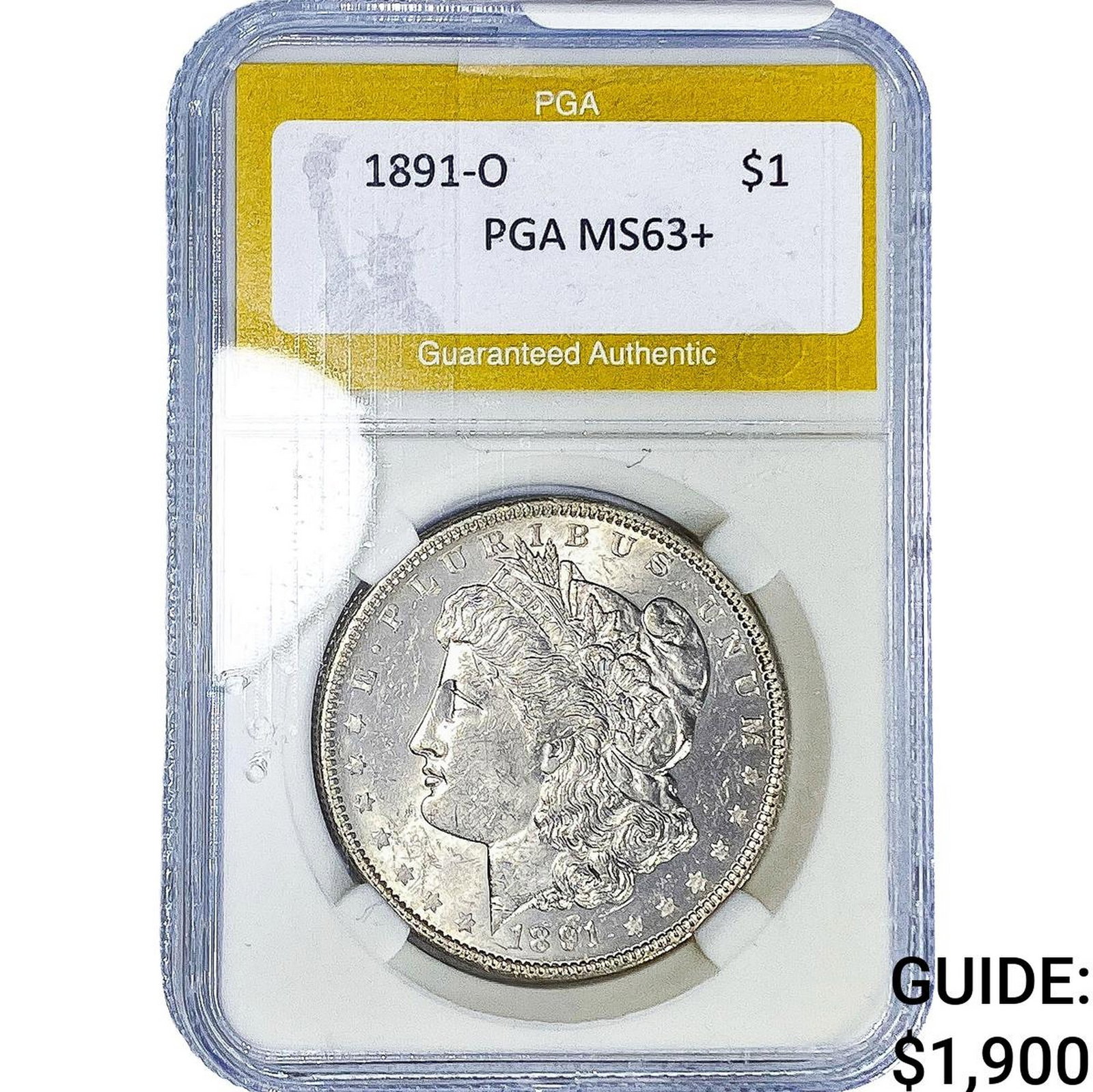 1891-O Morgan Silver Dollar PGA MS63+: 1891-O Morgan Silver Dollar PGA MS63+