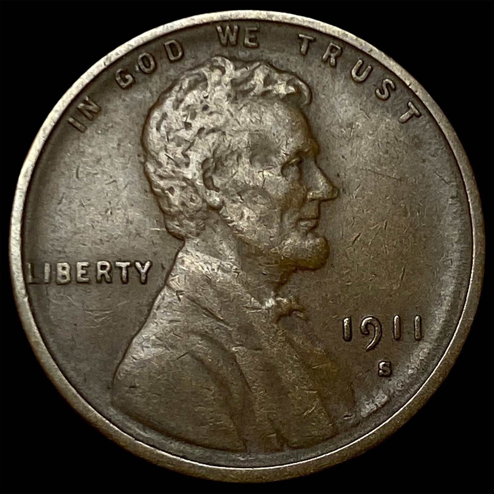 1911-S Lincoln Wheat Cent CLOSELY UNCIRCULATED: 1911-S Lincoln Wheat Cent CLOSELY UNCIRCULATED