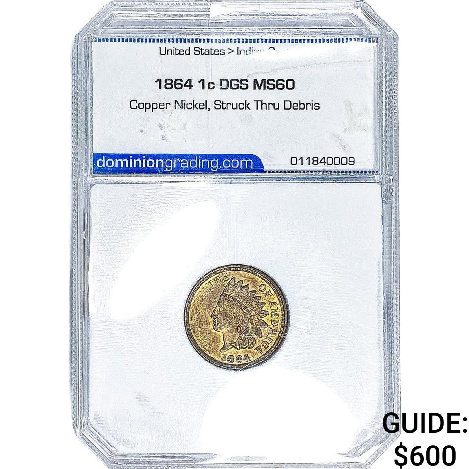 1864 Indian Head Cent DGS MS60: 1864 Indian Head Cent DGS MS60