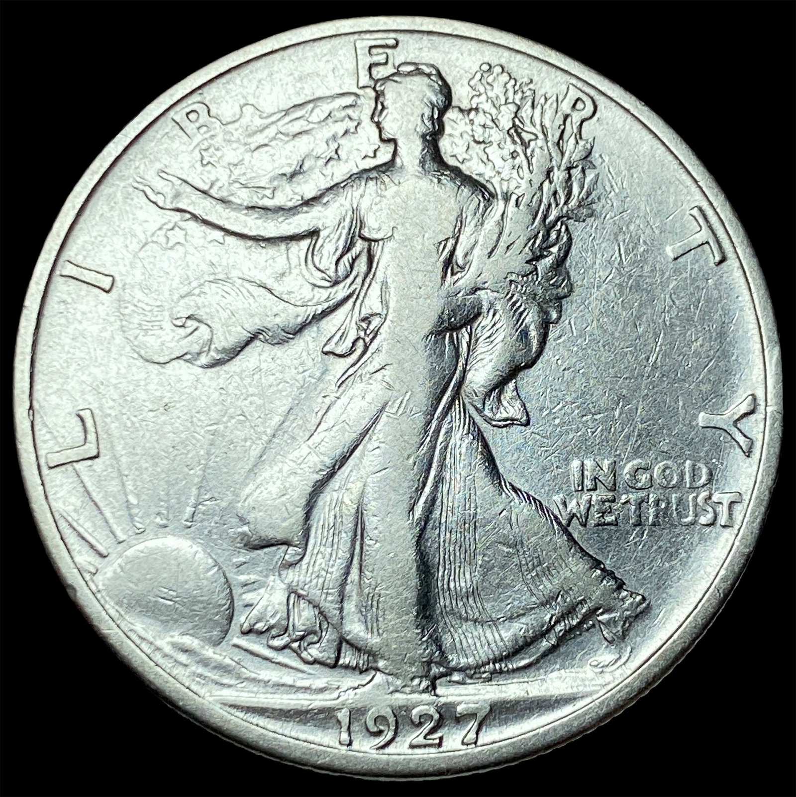 1927-S Silver Walking Liberty Half Dollar LIGHTLY CIRCULATED: 1927-S Silver Walking Liberty Half Dollar LIGHTLY CIRCULATED