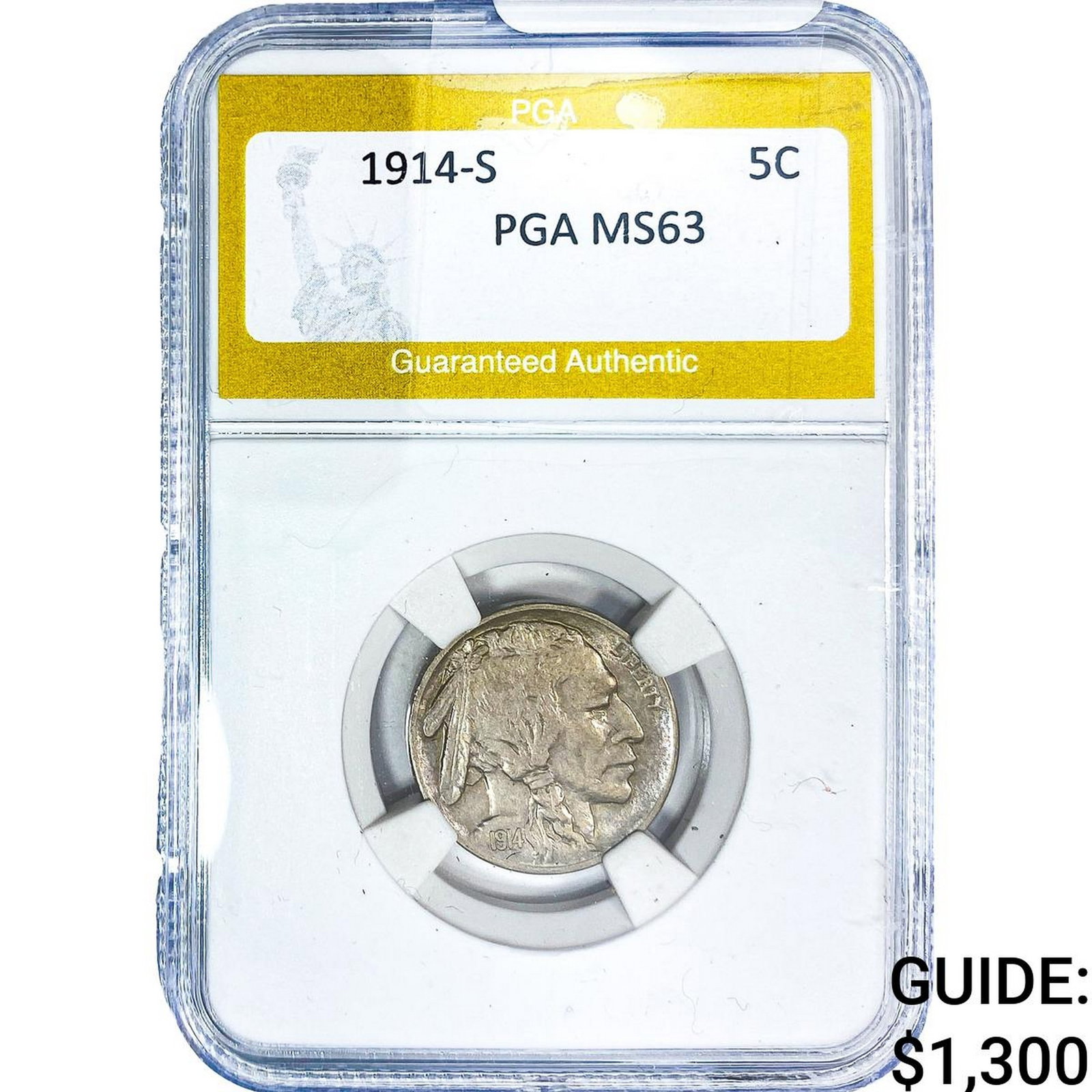 1914-S Buffalo Nickel PGA MS63: 1914-S Buffalo Nickel PGA MS63