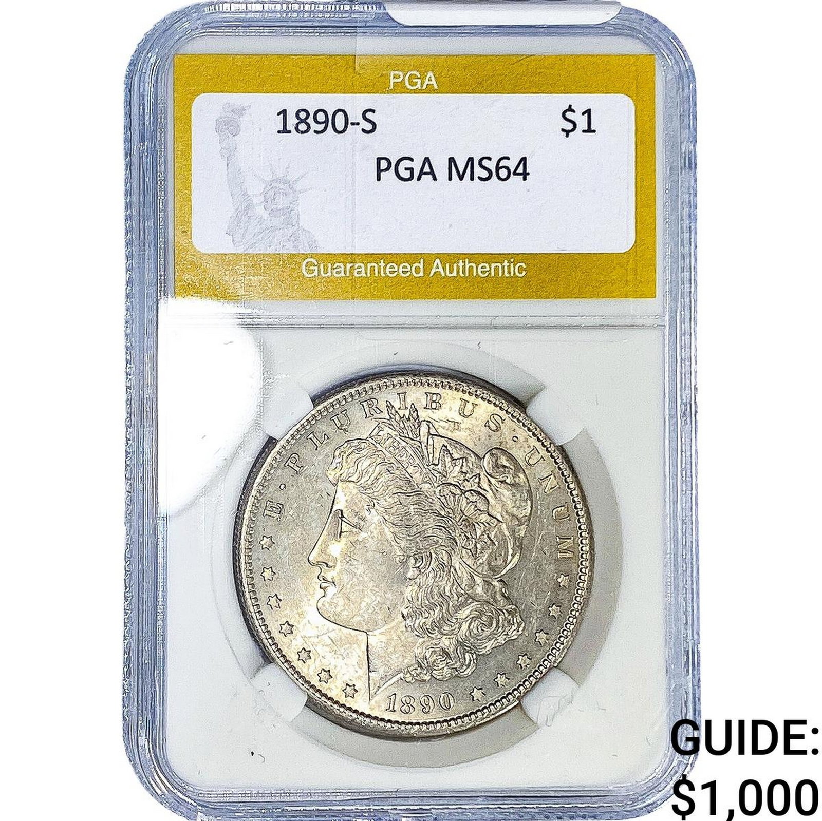 1890-S Morgan Silver Dollar PGA MS64: 1890-S Morgan Silver Dollar PGA MS64