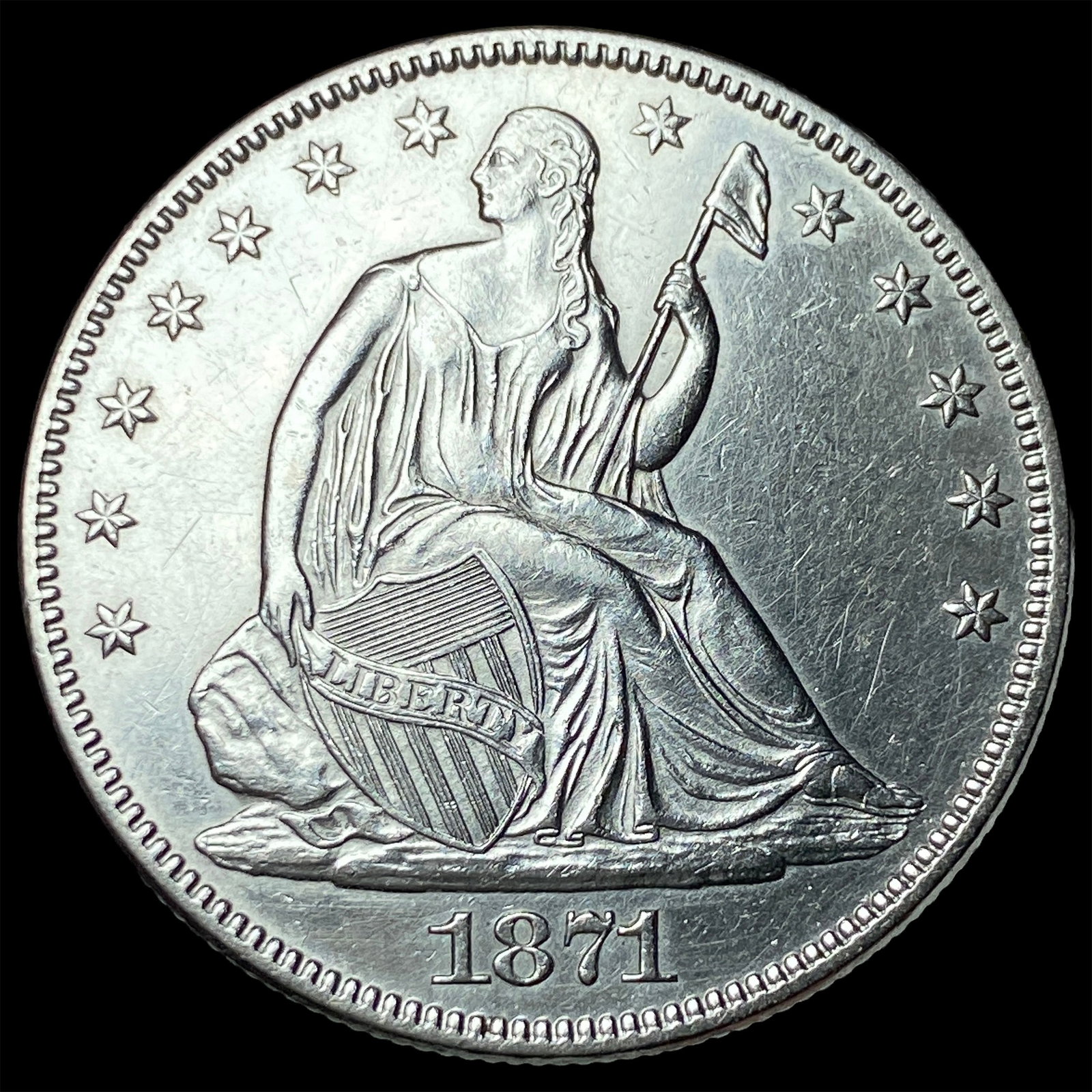 1871 Silver Seated Liberty Half Dollar UNCIRCULATED: 1871 Silver Seated Liberty Half Dollar UNCIRCULATED