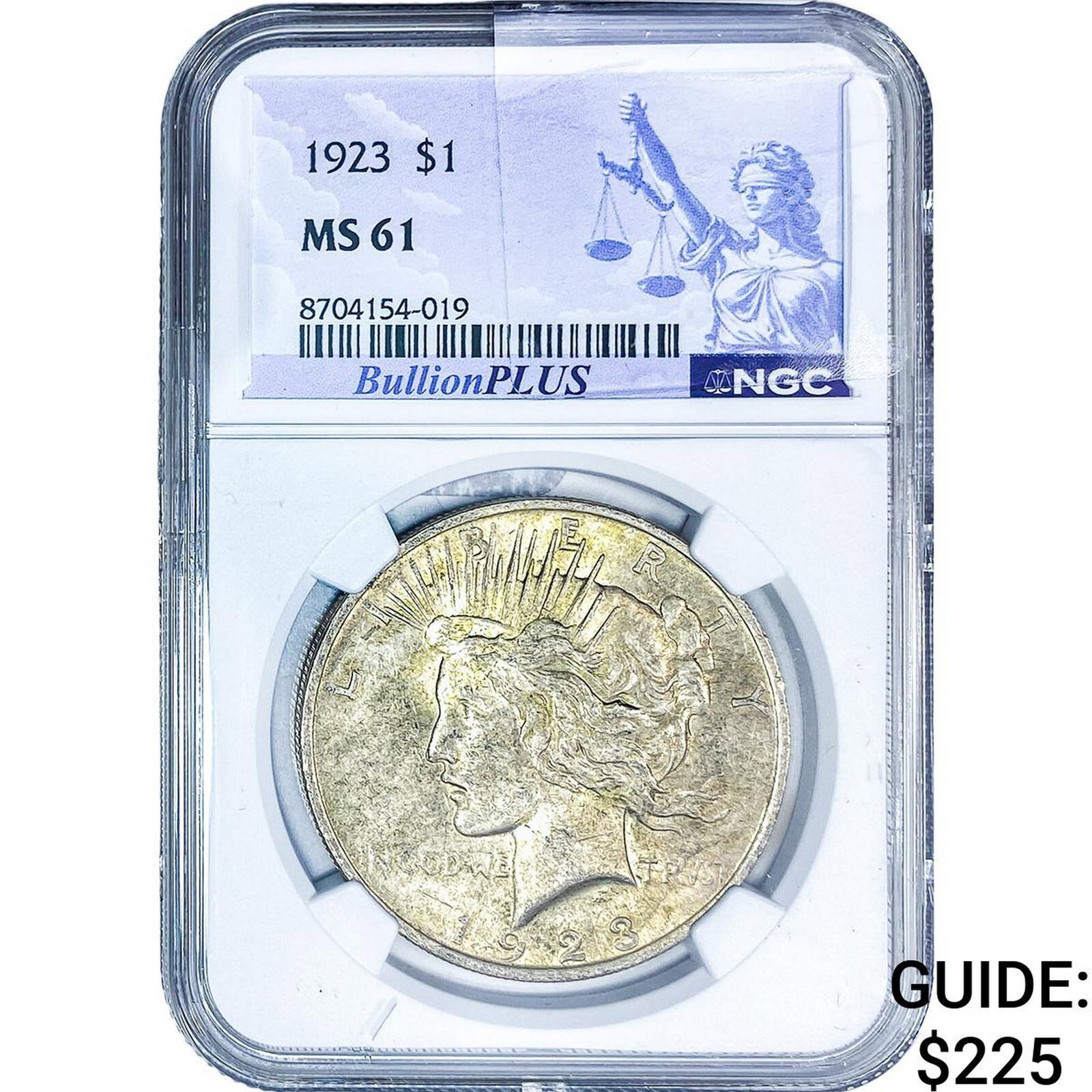 1923 Silver Peace Dollar NGC MS61: 1923 Silver Peace Dollar NGC MS61