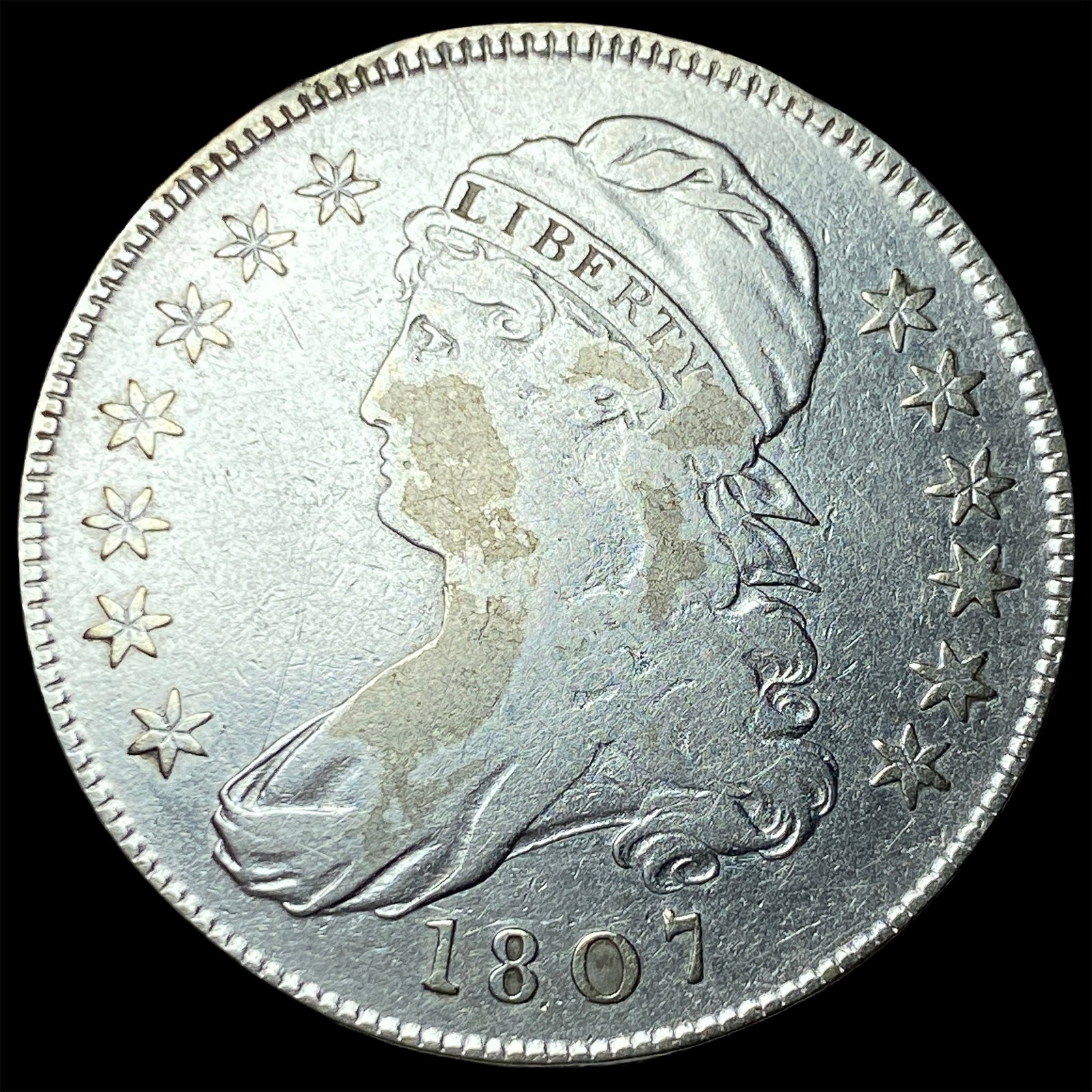 1807 Capped Bust Silver Half Dollar LIGHTLY CIRCULATED: 1807 Capped Bust Silver Half Dollar LIGHTLY CIRCULATED