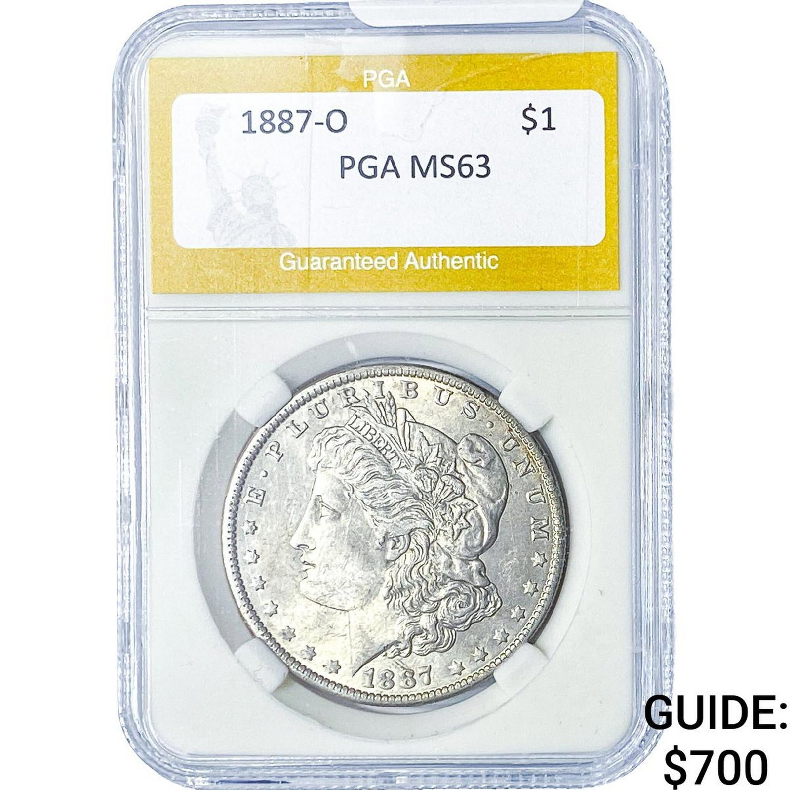 1887-O Morgan Silver Dollar PGA MS63: 1887-O Morgan Silver Dollar PGA MS63