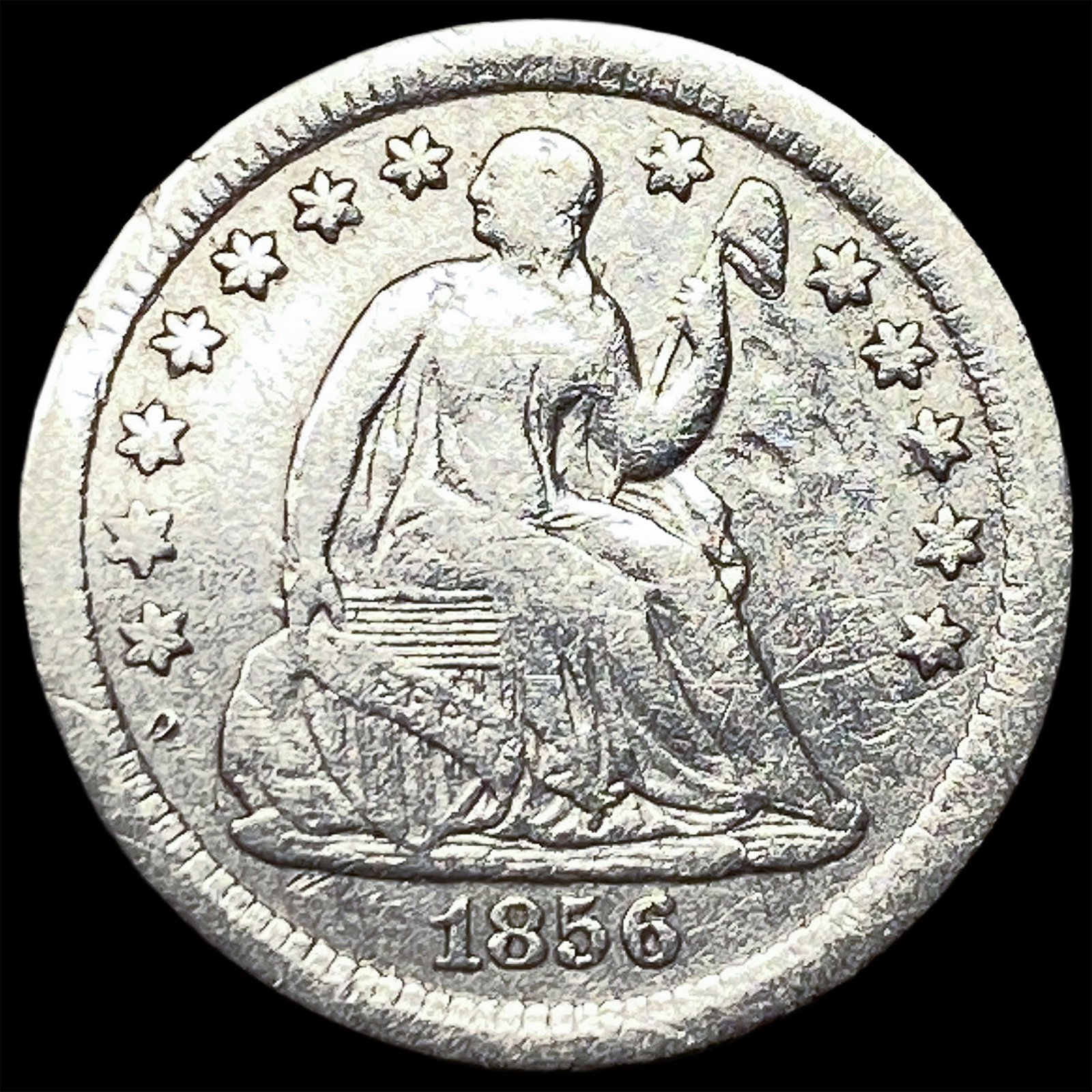1856-O Silver Seated Liberty Half Dime NEARLY UNCIRCULATED: 1856-O Silver Seated Liberty Half Dime NEARLY UNCIRCULATED