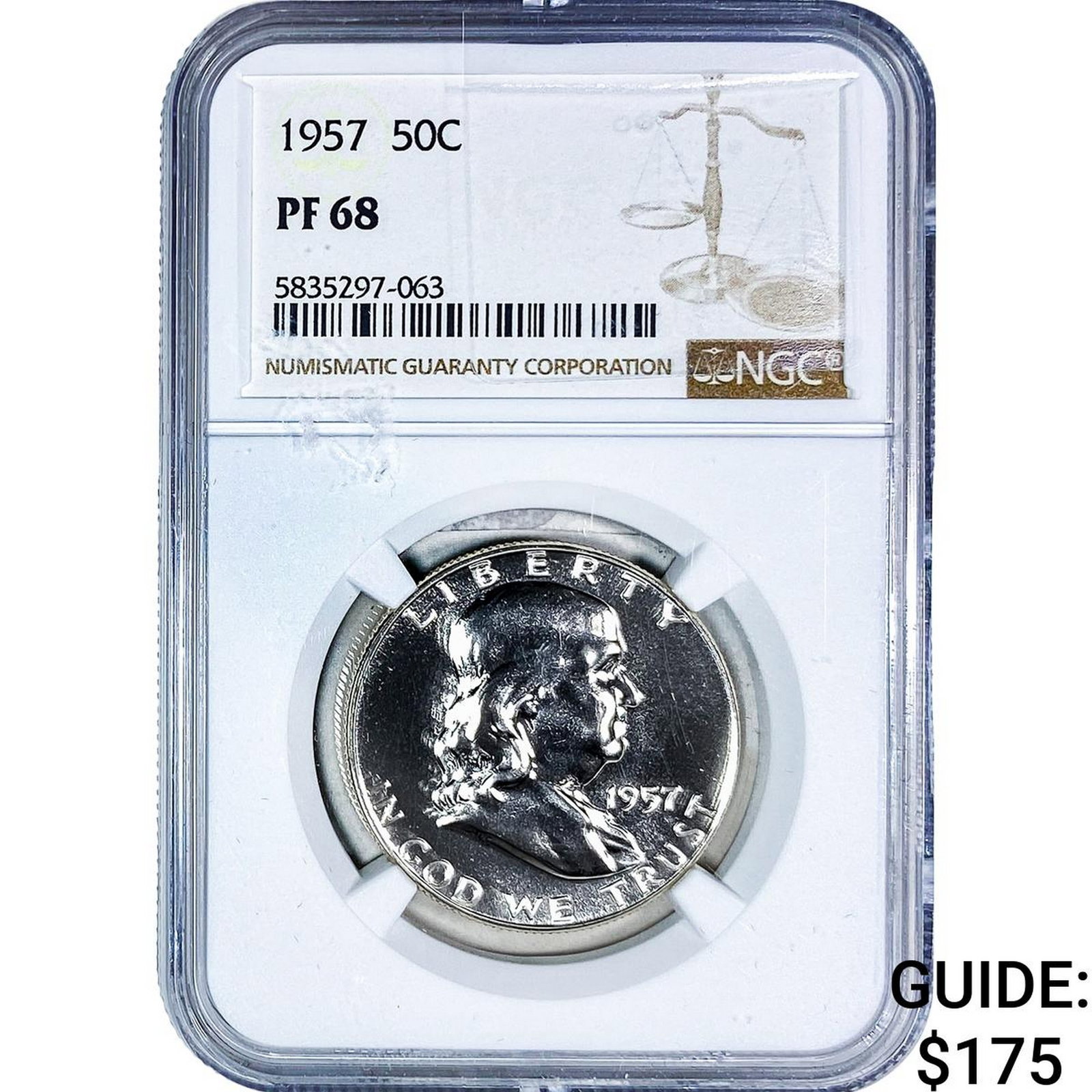 1957 Franklin Half Dollar NGC PF68: 1957 Franklin Half Dollar NGC PF68