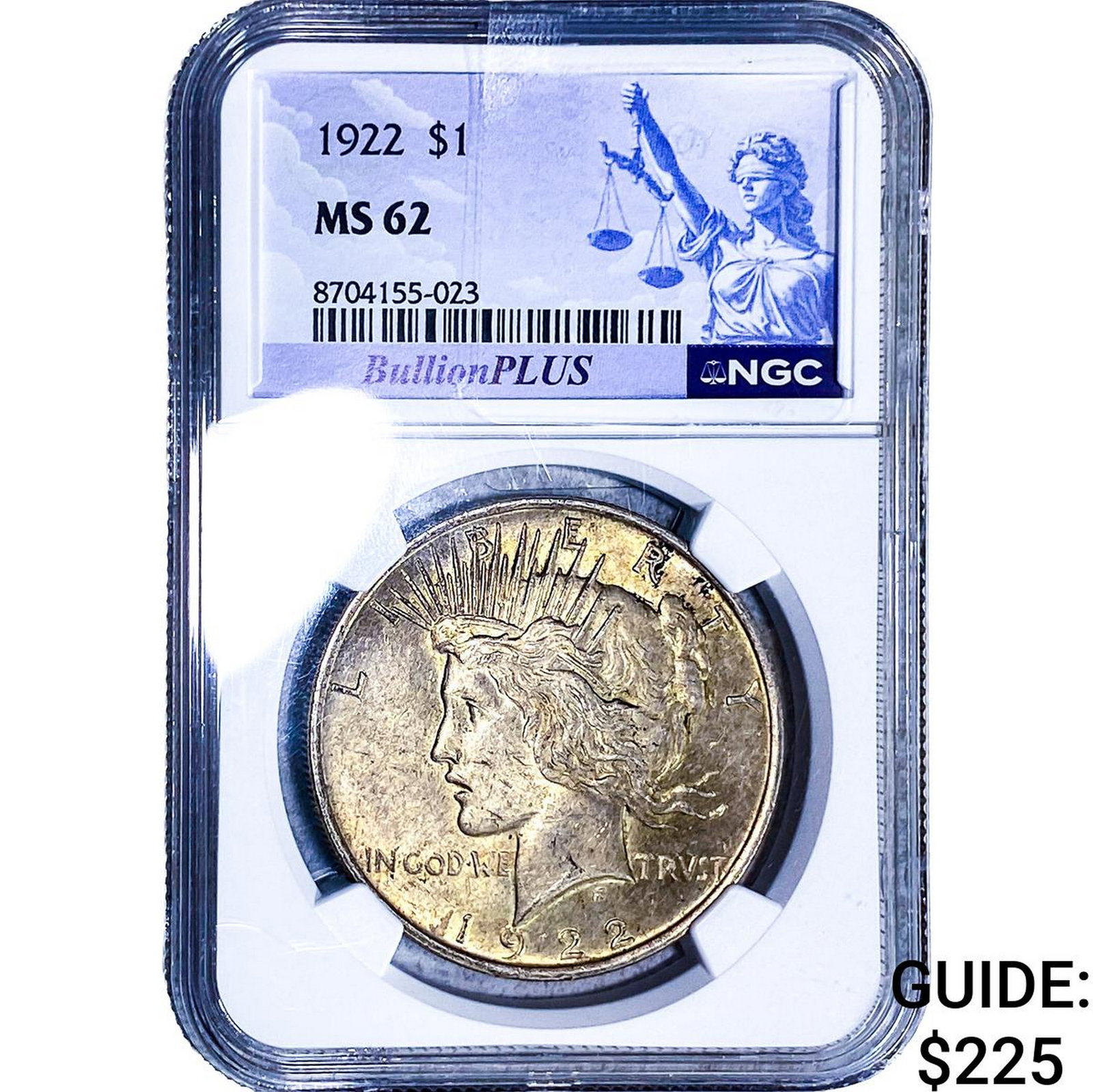 1922 Silver Peace Dollar NGC MS62: 1922 Silver Peace Dollar NGC MS62