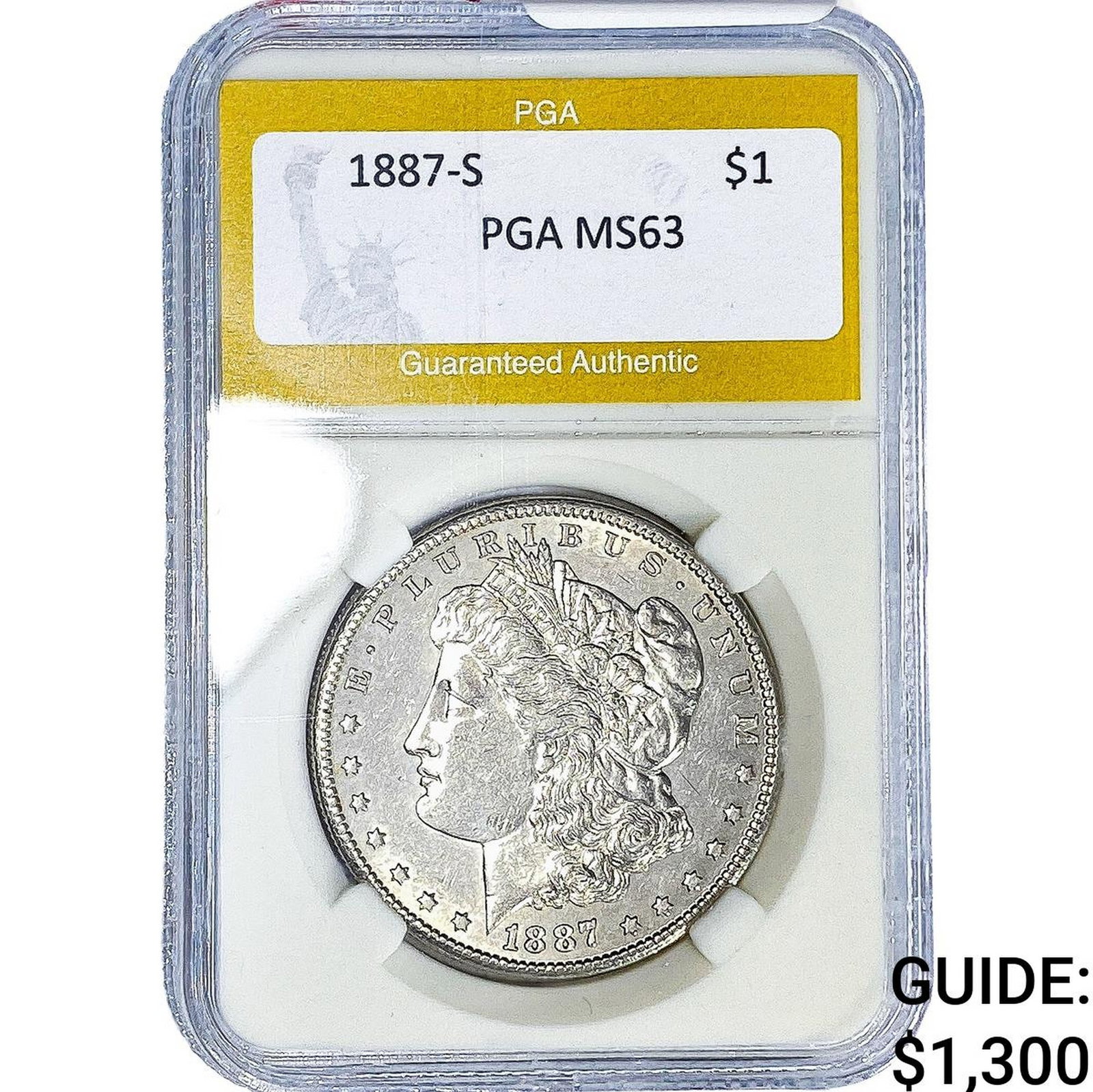 1887-S Morgan Silver Dollar PGA MS63: 1887-S Morgan Silver Dollar PGA MS63
