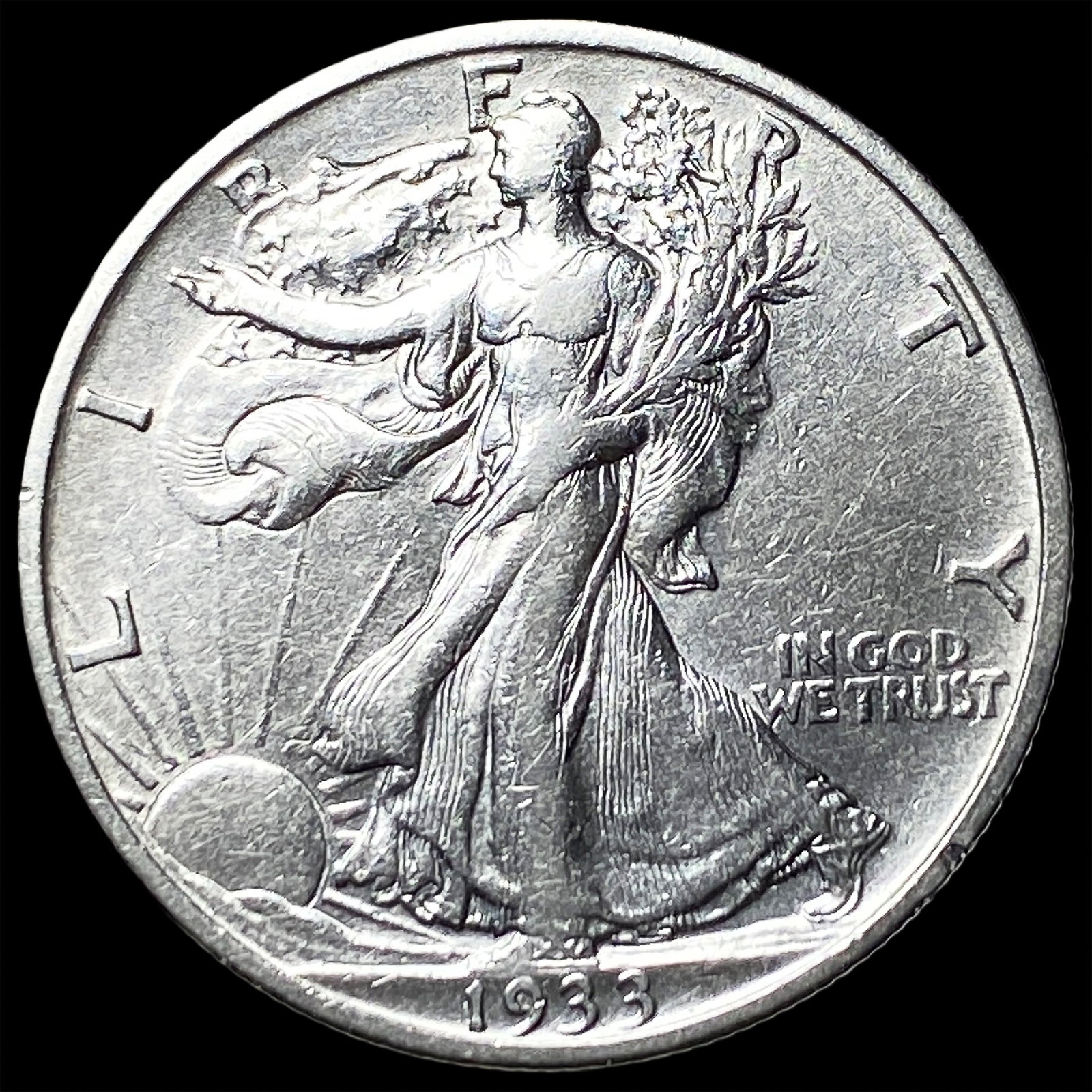 1933-S Silver Walking Liberty Half Dollar NEARLY UNCIRCULATED: 1933-S Silver Walking Liberty Half Dollar NEARLY UNCIRCULATED