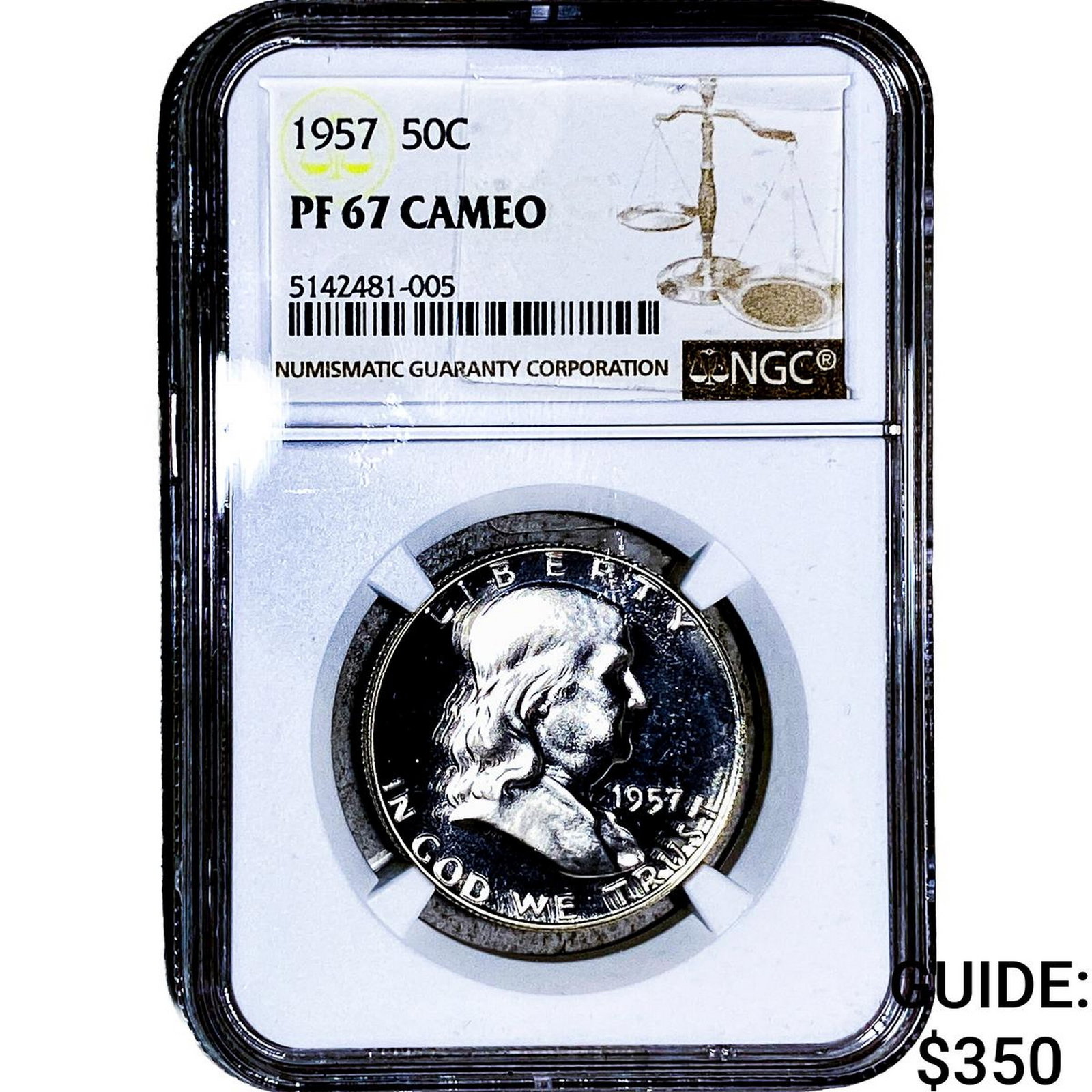 1957 Franklin Half Dollar NGC PF67 Cameo: 1957 Franklin Half Dollar NGC PF67 Cameo