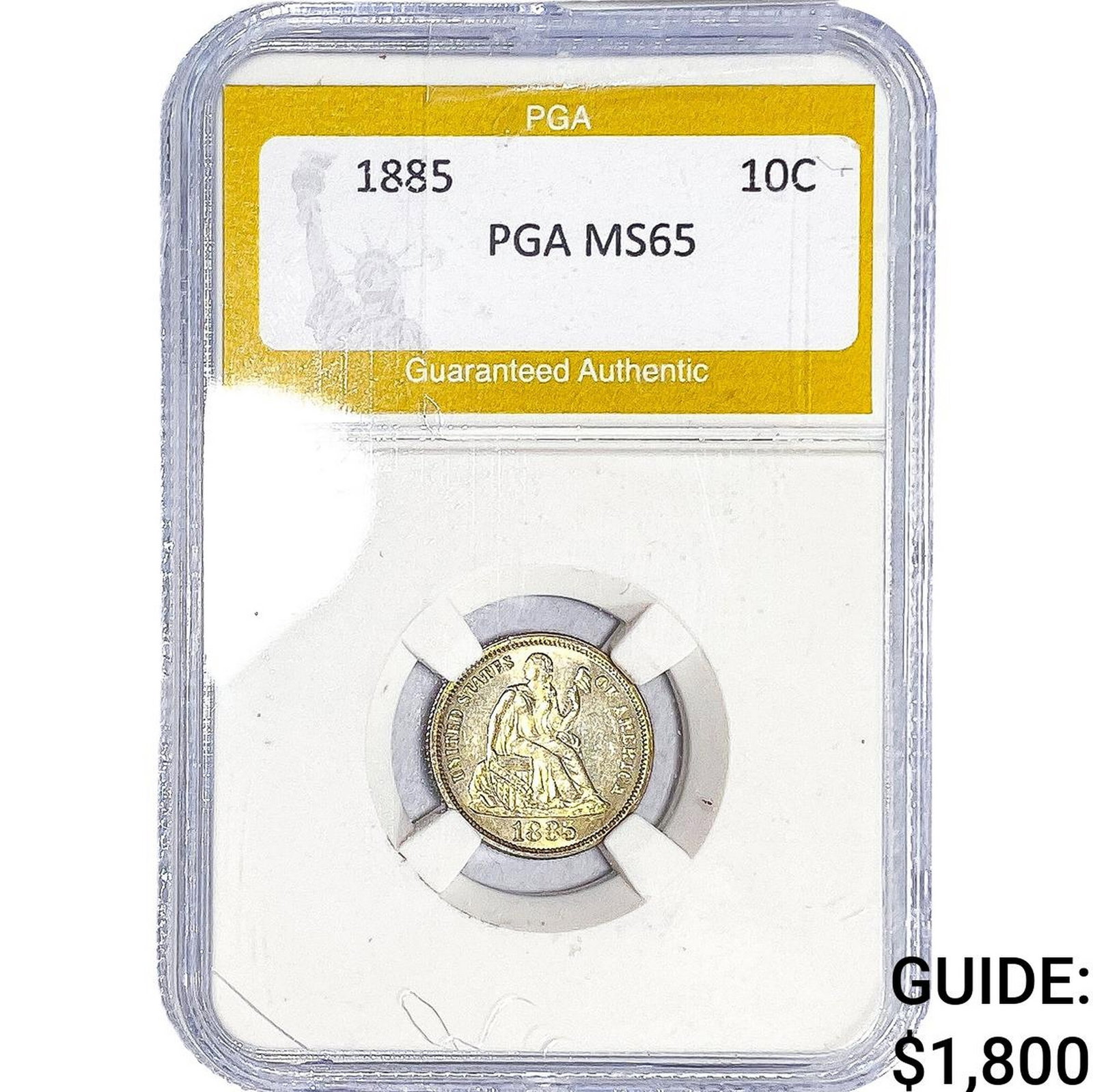 1885 Mercury Silver Dime PGA MS65: 1885 Mercury Silver Dime PGA MS65
