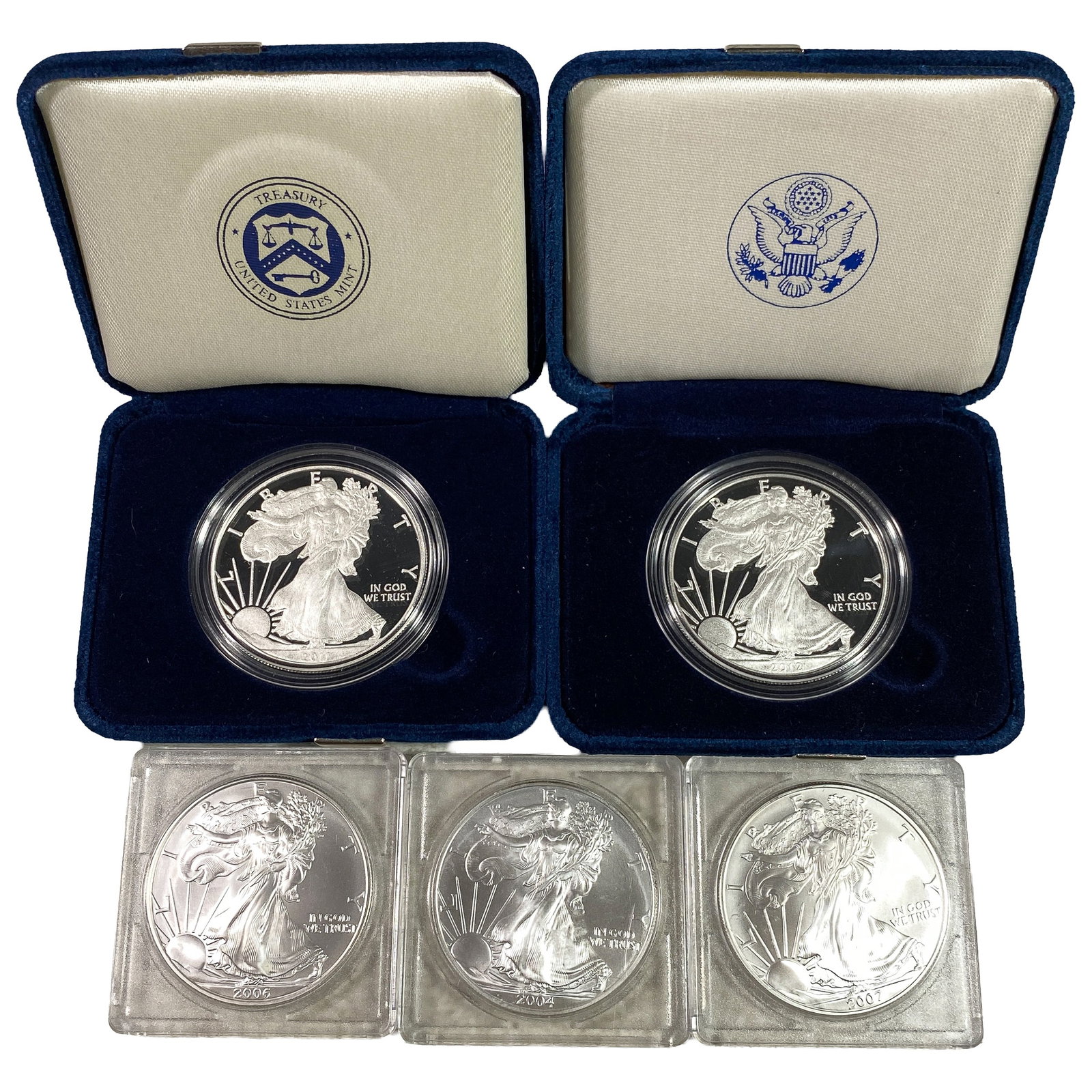 [5 Coins] 2004-2012 American Eagle 1 oz Silver Proof: [5 Coins] 2004-2012 American Eagle 1 oz Silver Proof