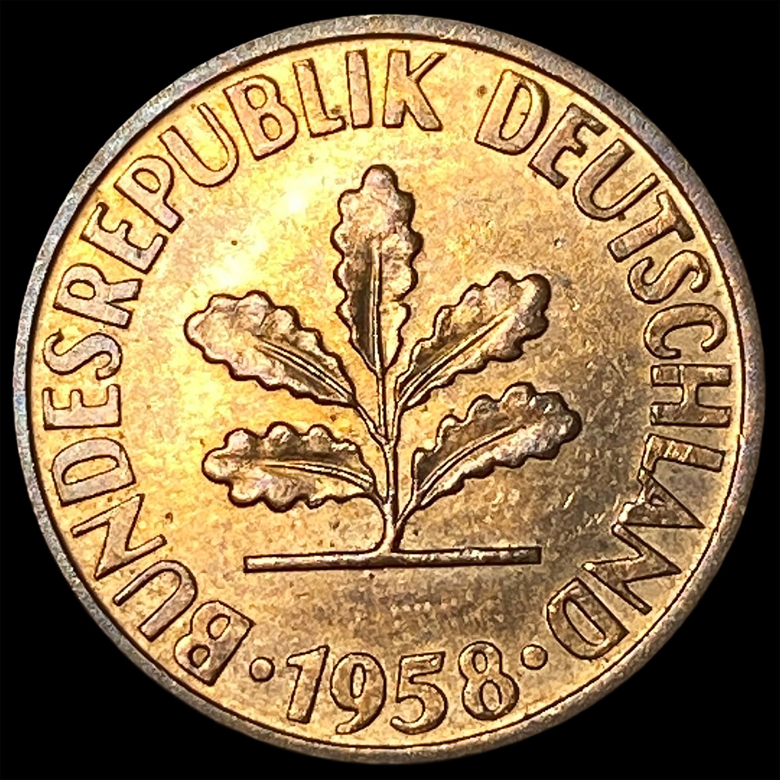 1958-D West Germany Bronze 2 Pfennig: 1958-D West Germany Bronze 2 Pfennig