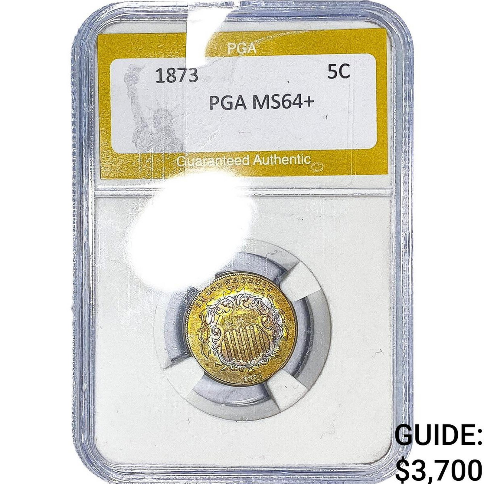 1873 Shield Nickel PGA MS64+: 1873 Shield Nickel PGA MS64+