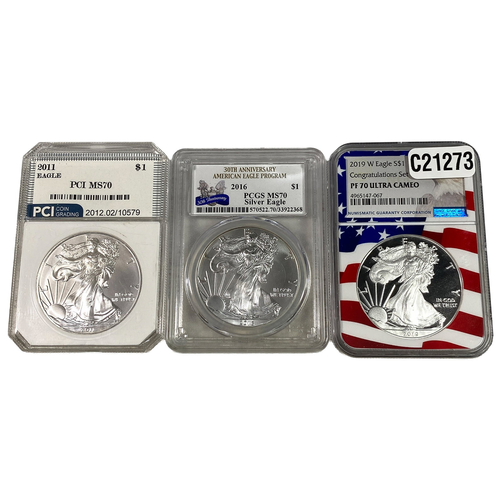 [3 Coins] 2011-2019 Silver Eagle (1 of 2)