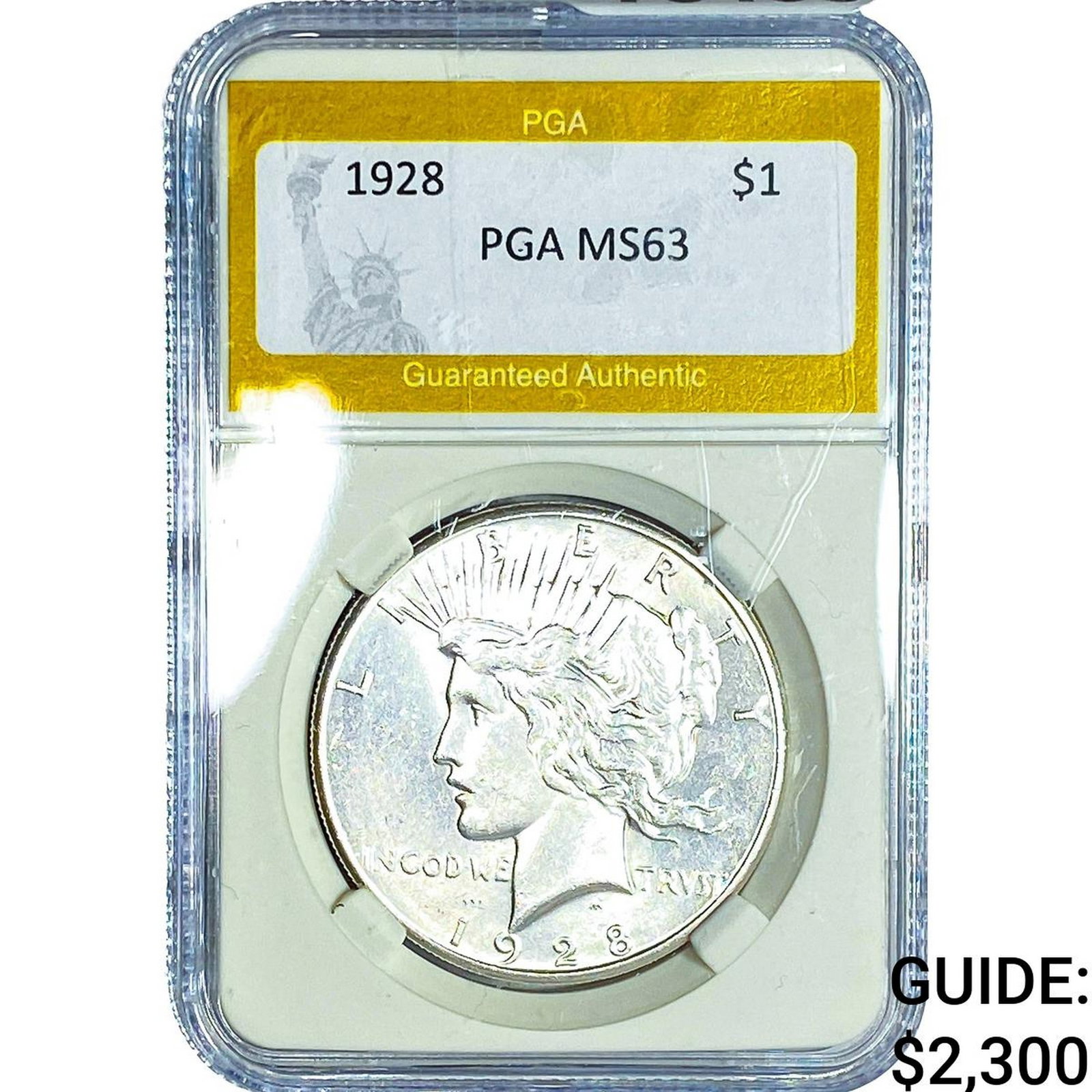 1928 Silver Peace Dollar PGA MS63: 1928 Silver Peace Dollar PGA MS63