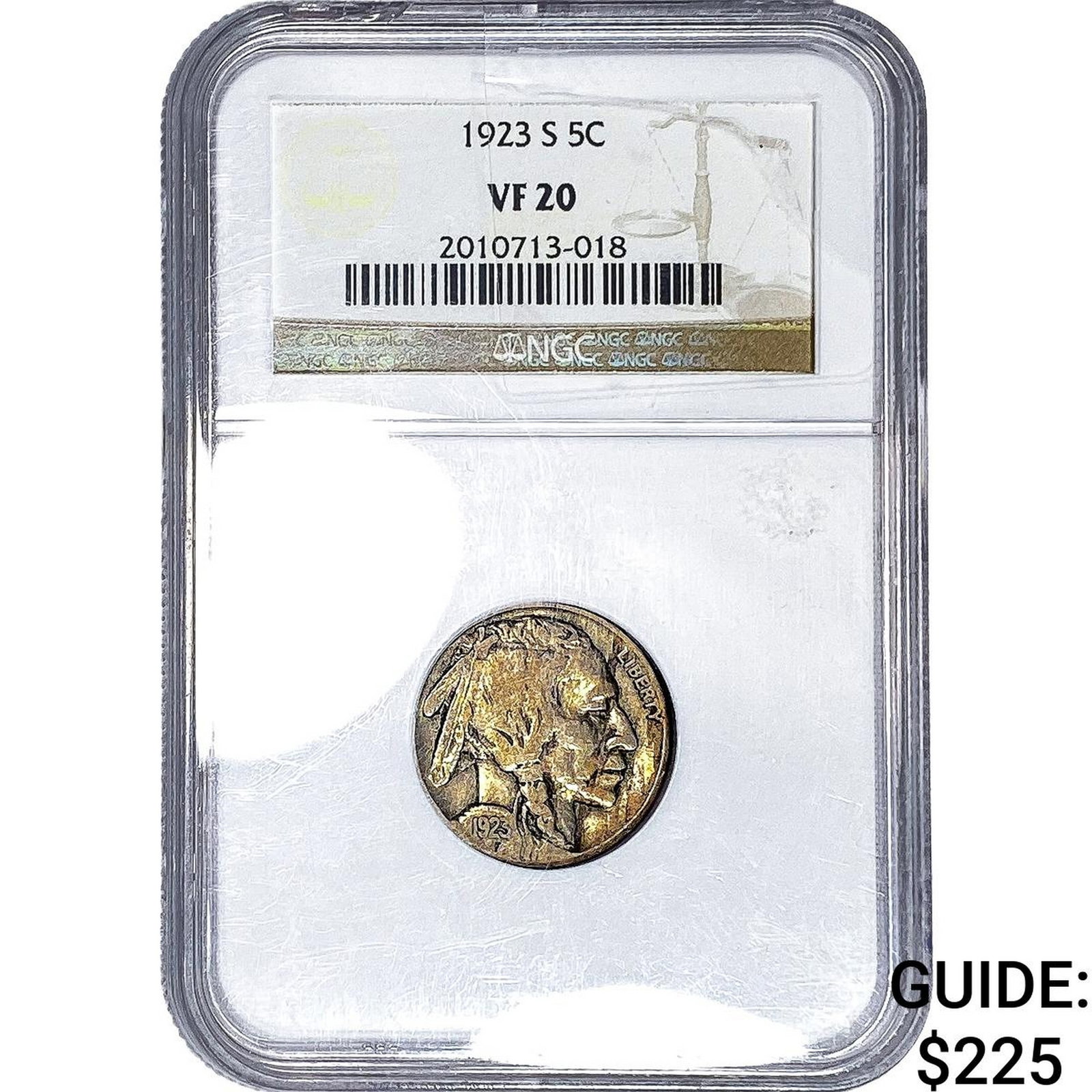 1923-S Buffalo Nickel NGC VF20: 1923-S Buffalo Nickel NGC VF20