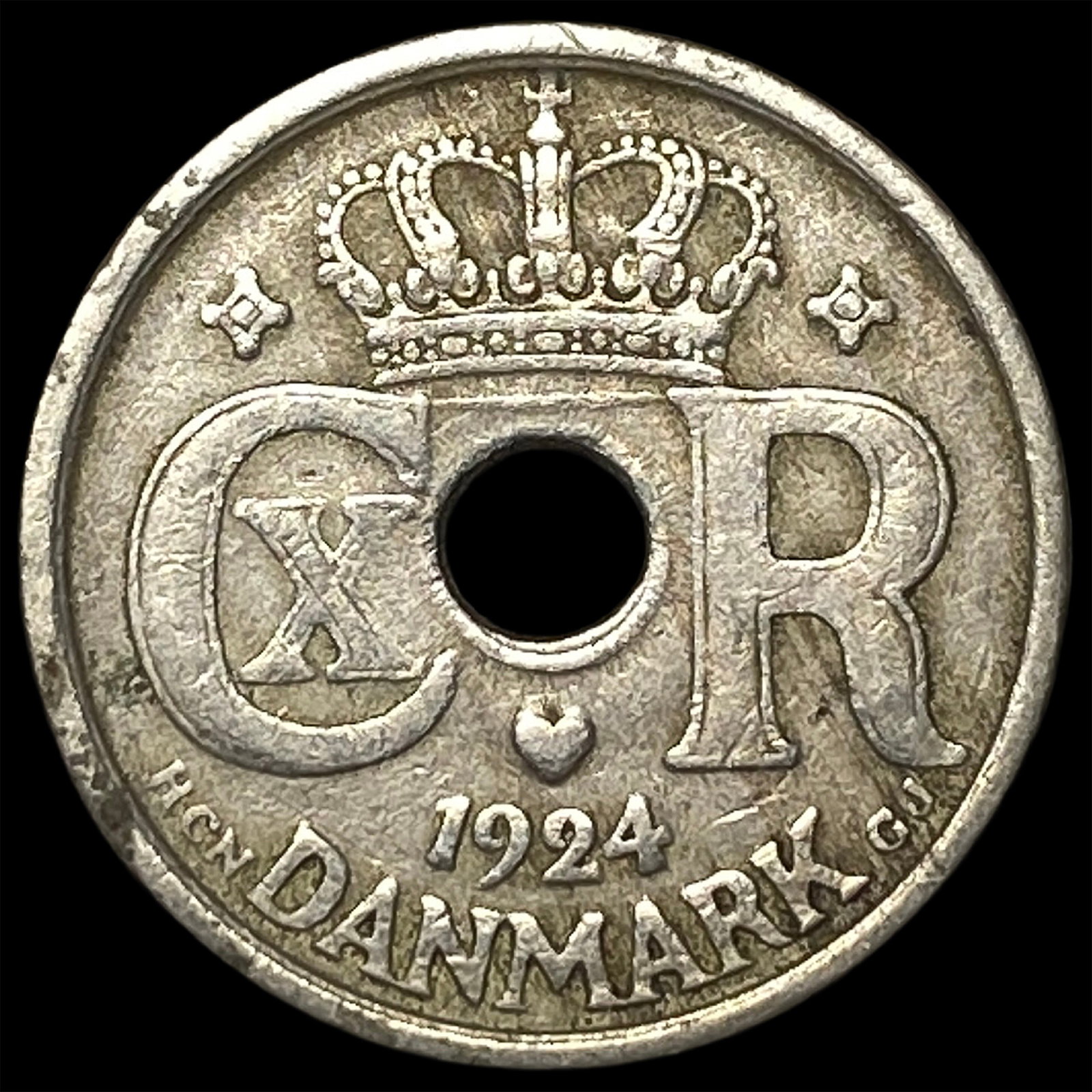 1924 HCN Denamrk Copper Nickel 10 Ore: 1924 HCN Denamrk Copper Nickel 10 Ore