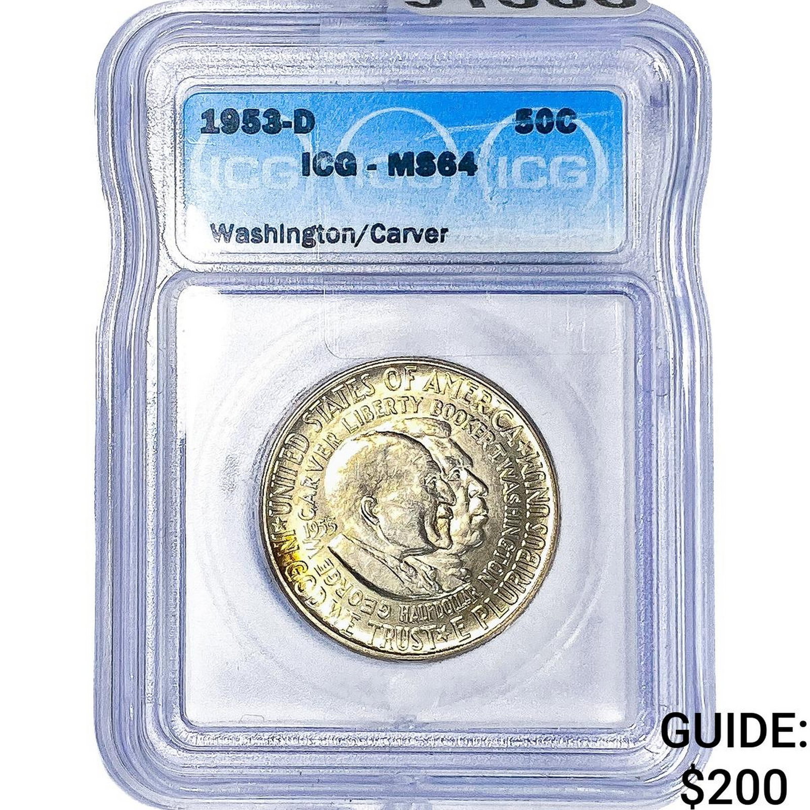 1953-D Washington Carver Half Dollar ICG MS64: 1953-D Washington Carver Half Dollar ICG MS64