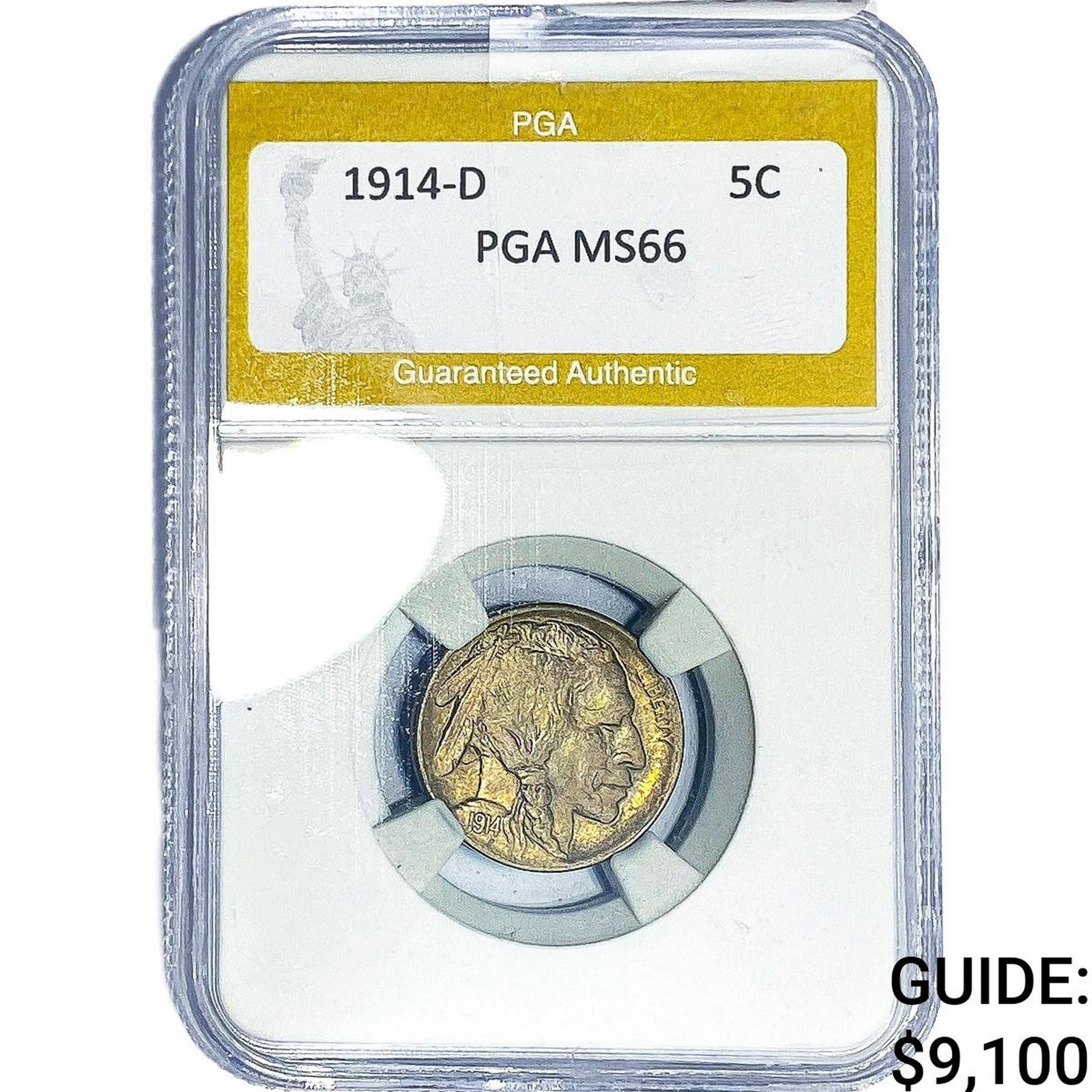 1914-D Buffalo Nickel PGA MS66: 1914-D Buffalo Nickel PGA MS66