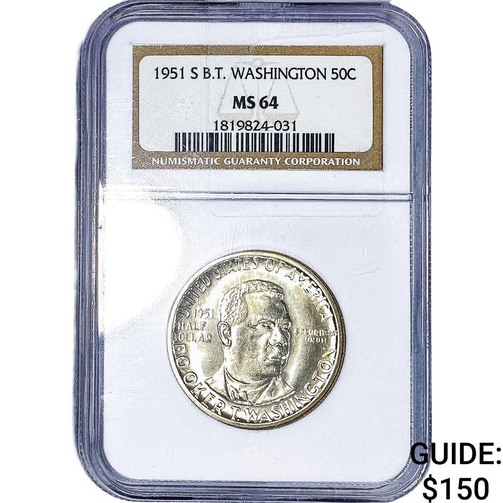 1951-S Booker T Half Dollar NGC MS64: 1951-S Booker T Half Dollar NGC MS64