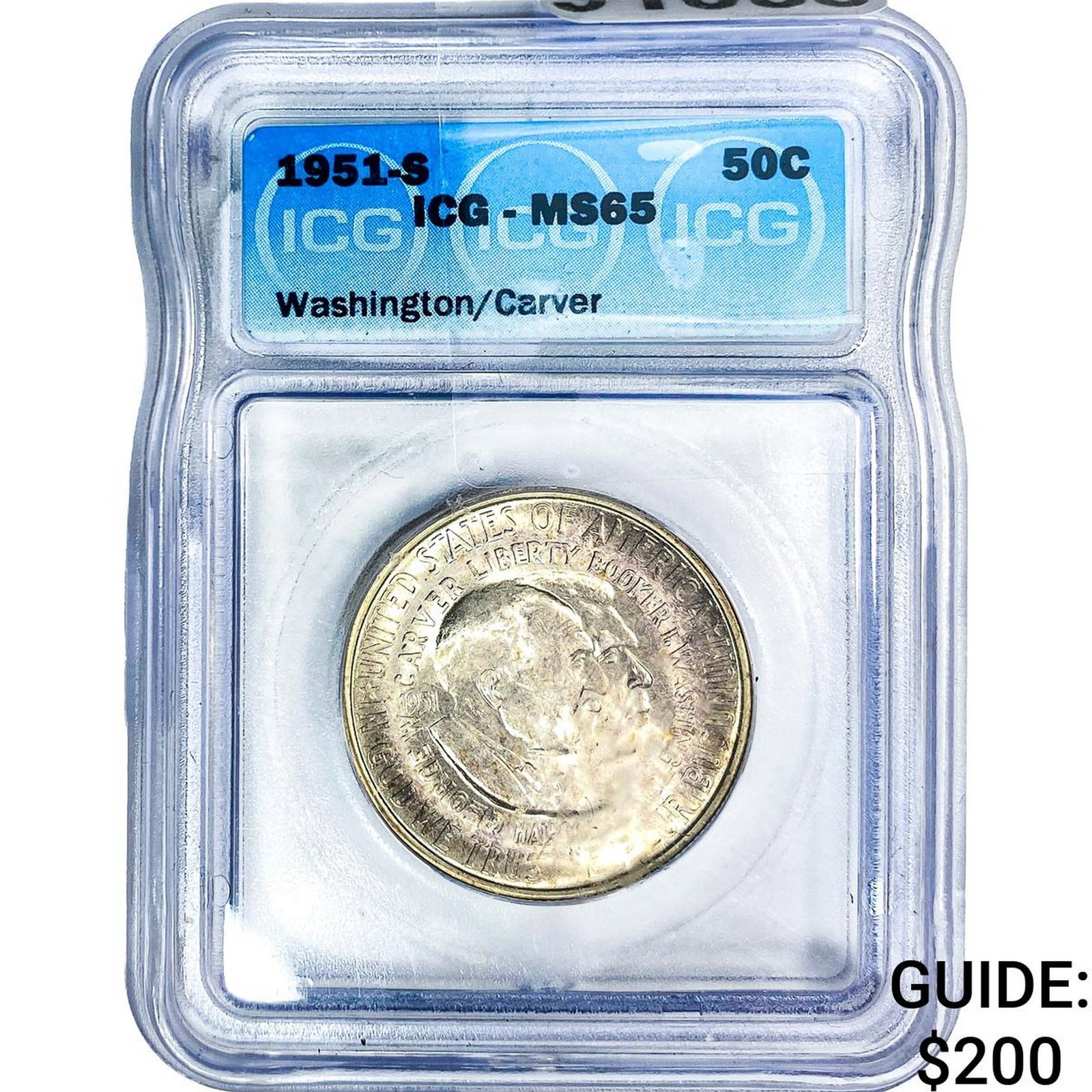 1951-S Washington Carver Half Dollar ICG MS65: 1951-S Washington Carver Half Dollar ICG MS65
