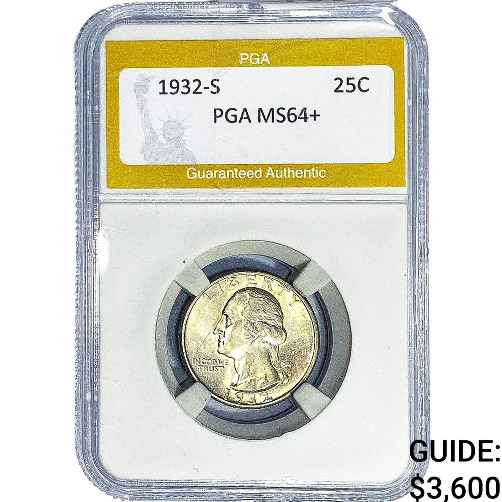 1932-S Washington Silver Quarter PGA MS64+: 1932-S Washington Silver Quarter PGA MS64+