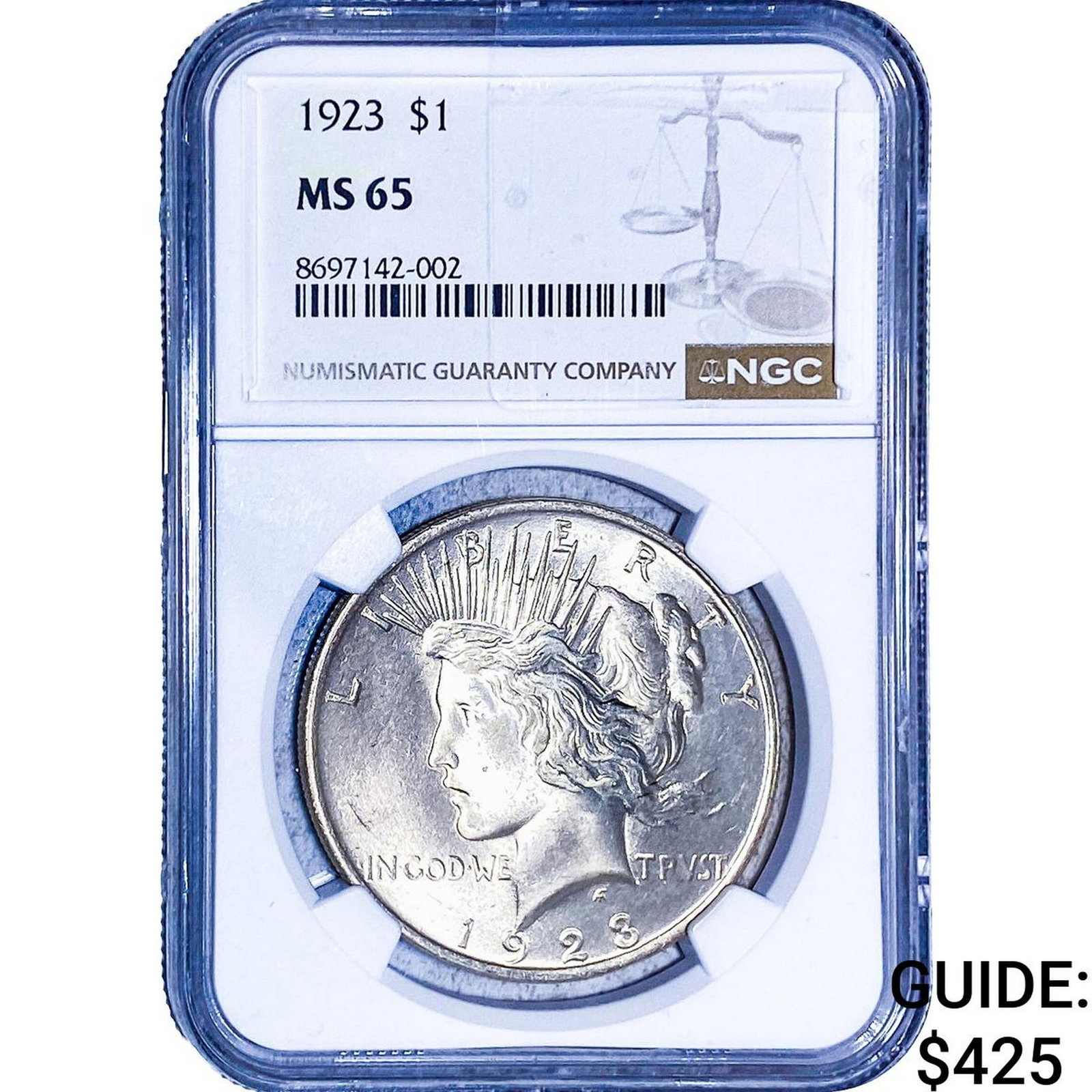 1923 Silver Peace Dollar NGC MS65: 1923 Silver Peace Dollar NGC MS65