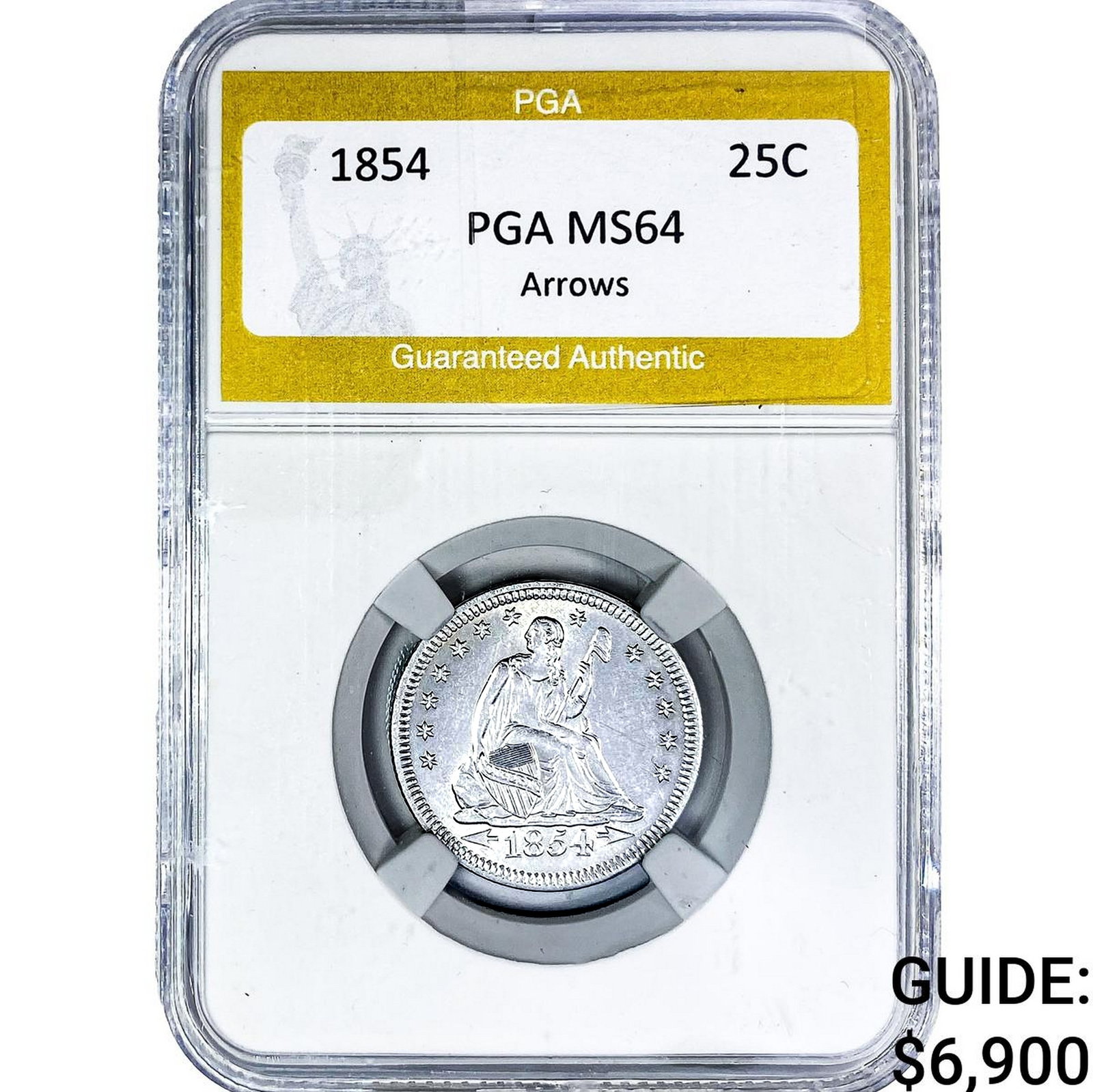 1854 Seated Liberty Quarter PGA MS64 Arrows: 1854 Seated Liberty Quarter PGA MS64 Arrows