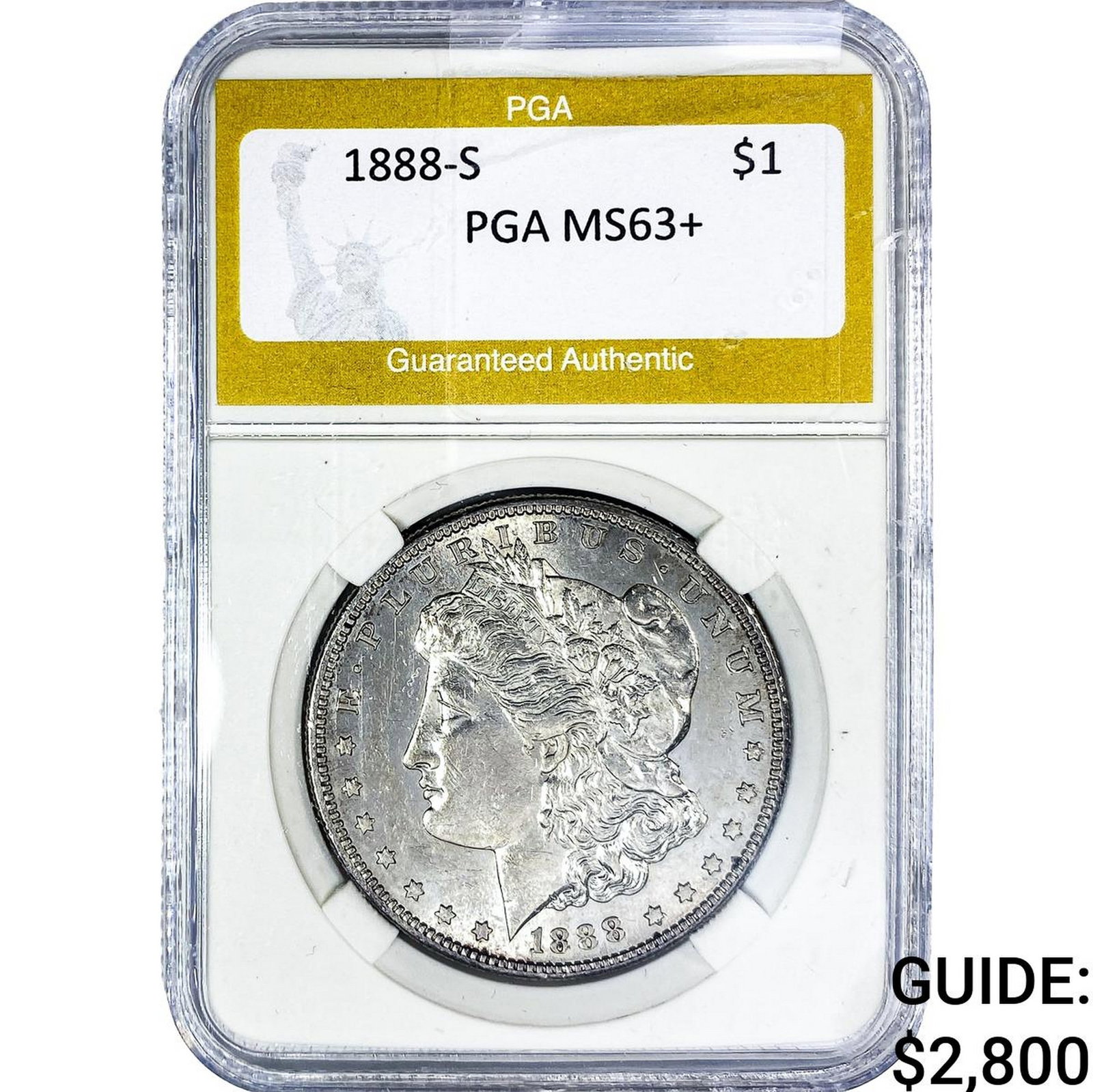 1888-S Morgan Silver Dollar PGA MS63+: 1888-S Morgan Silver Dollar PGA MS63+