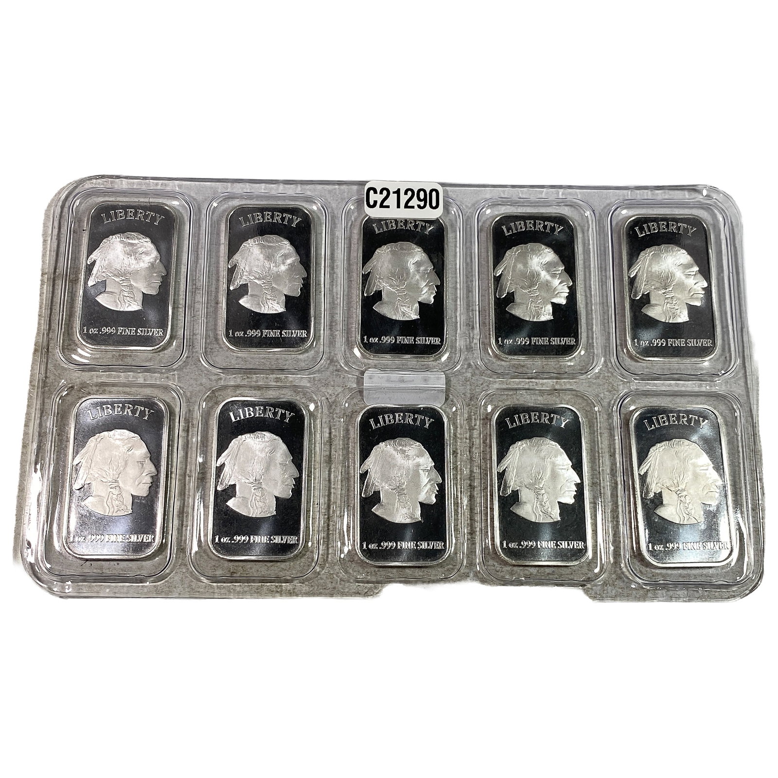10 Buffalo 1 oz Silver Bars: 10 Buffalo 1 oz Silver Bars