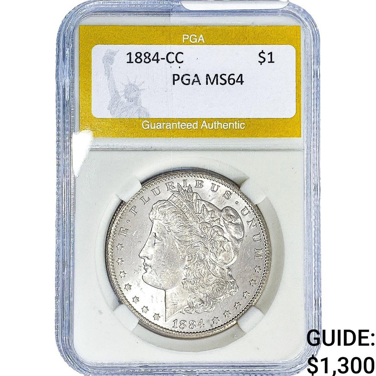 1884-CC Morgan Silver Dollar PGA MS64: 1884-CC Morgan Silver Dollar PGA MS64