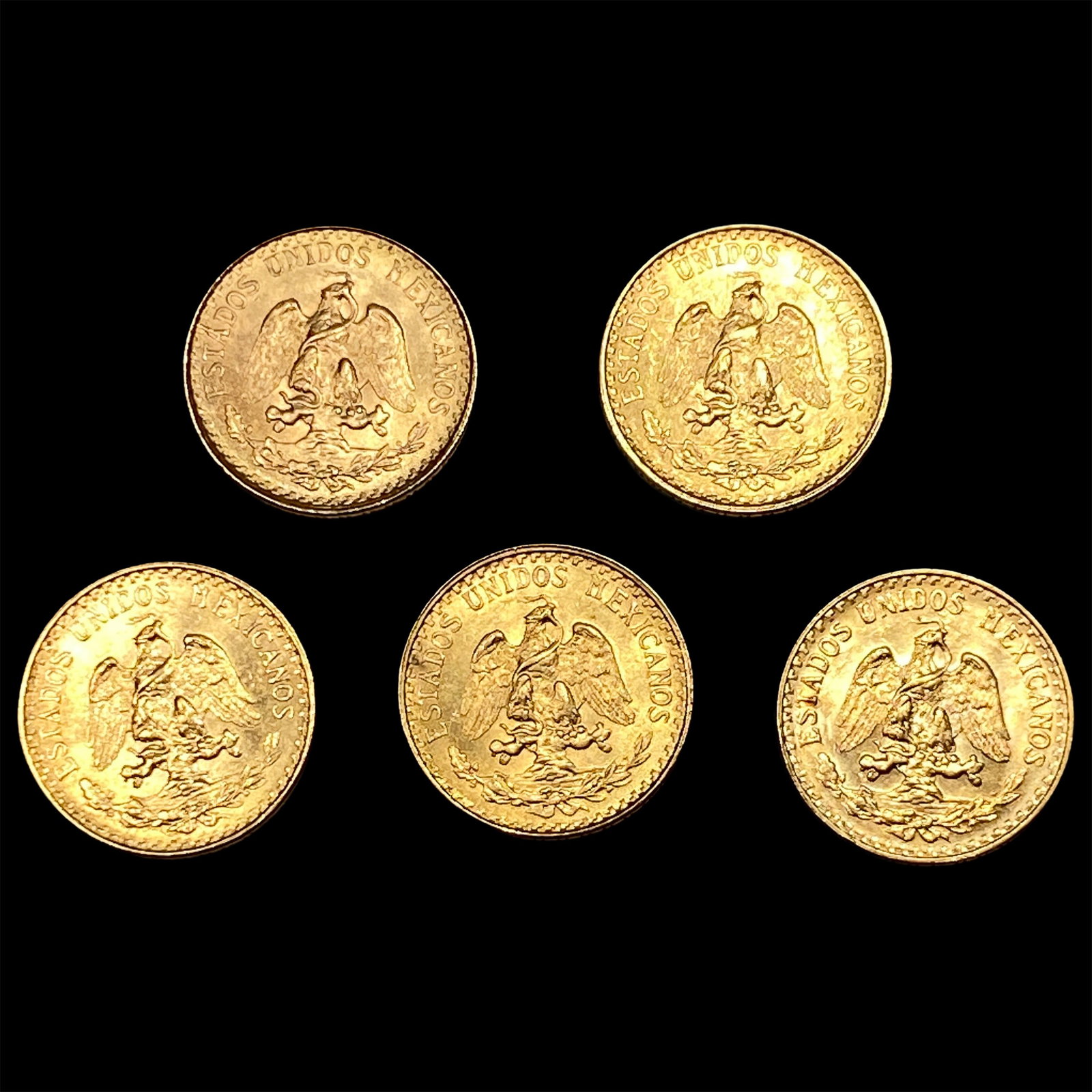 [5 Coins] 1945 Mexico 2 Pesos Gold: [5 Coins] 1945 Mexico 2 Pesos Gold