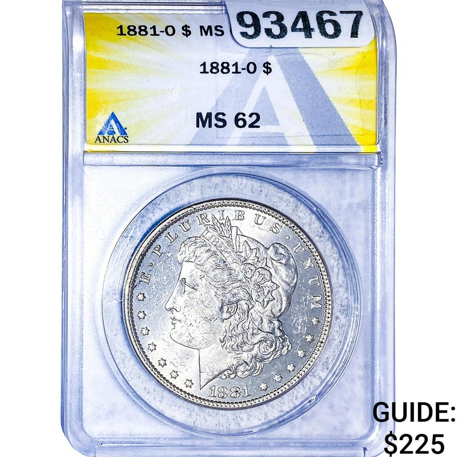 1881-O Morgan Silver Dollar ANACS MS62: 1881-O Morgan Silver Dollar ANACS MS62
