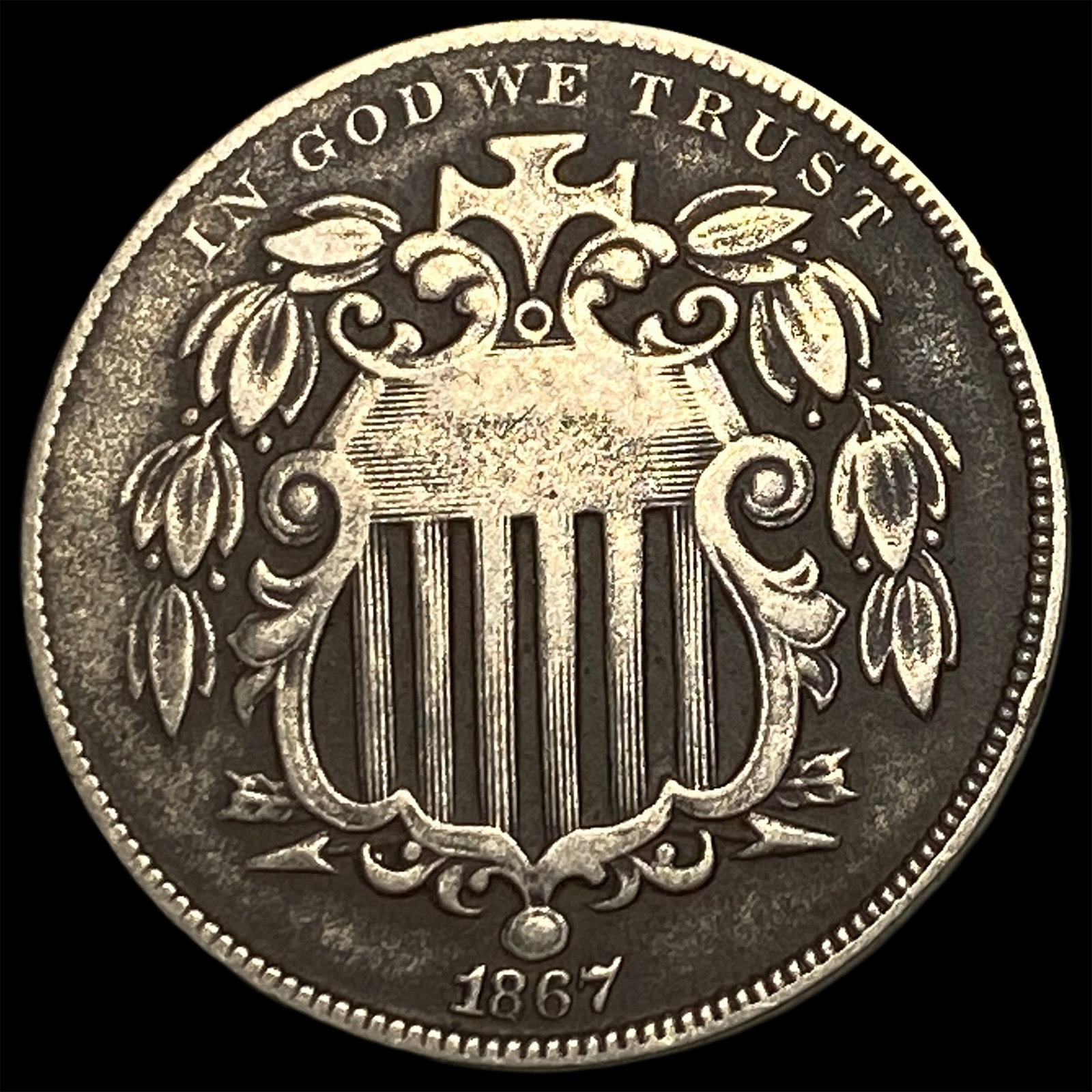1867 Shield Nickel w/Rays LIGHTLY CIRCULATED (1 of 2)
