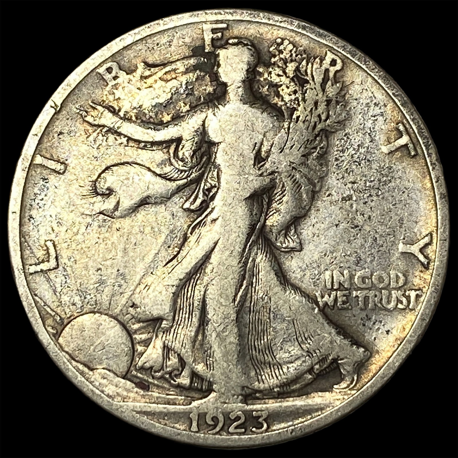 1923-S Silver Walking Liberty Half Dollar NICELY CIRCULATED (1 of 2)