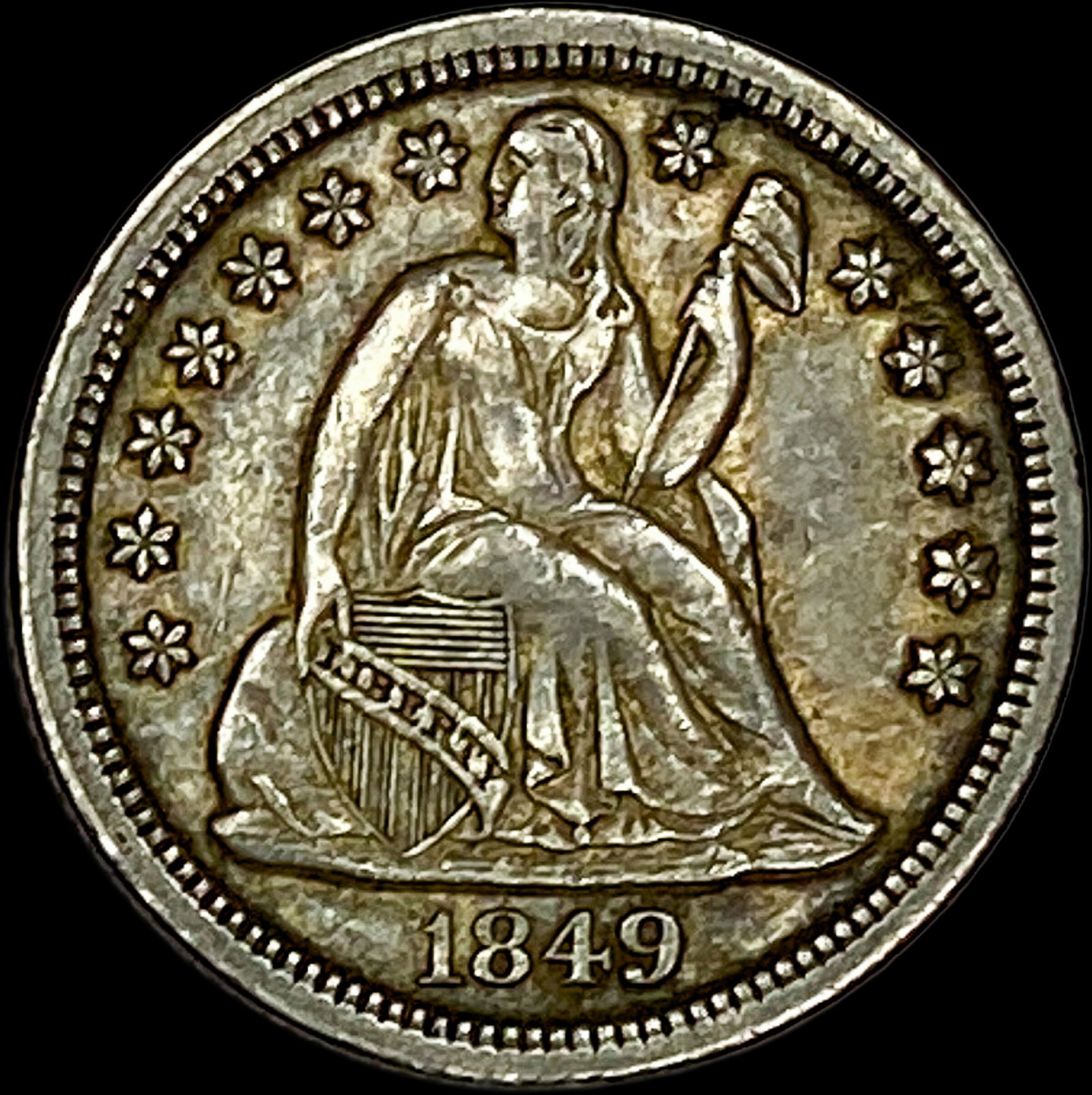 1849 Seated Liberty Dime NEARLY UNCIRCULATED: 1849 Seated Liberty Dime NEARLY UNCIRCULATED