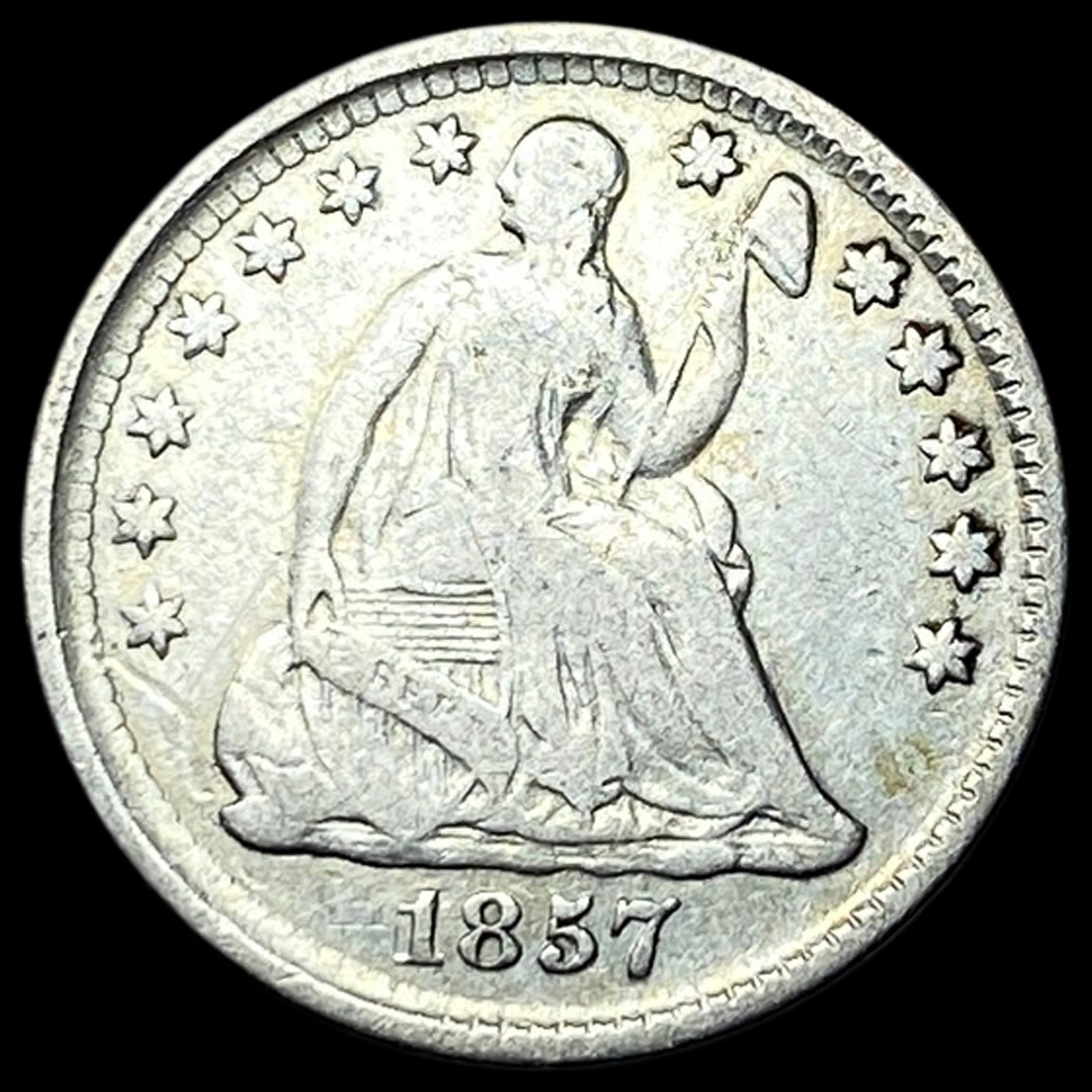 1857 Silver Half Dime NICELY CIRCULATED (1 of 2)