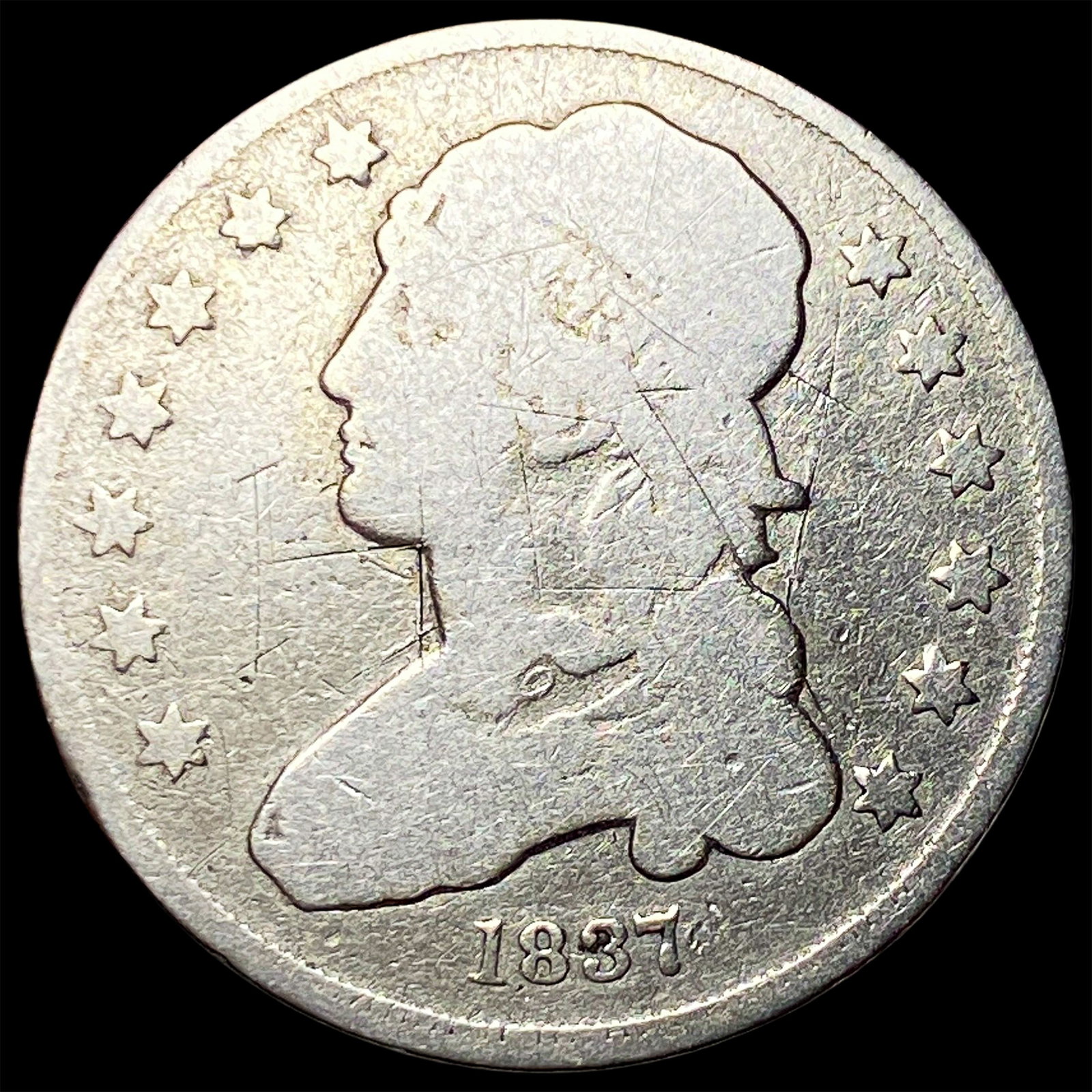 1837 Capped Bust Silver Quarter NICELY CIRCULATED: 1837 Capped Bust Silver Quarter NICELY CIRCULATED