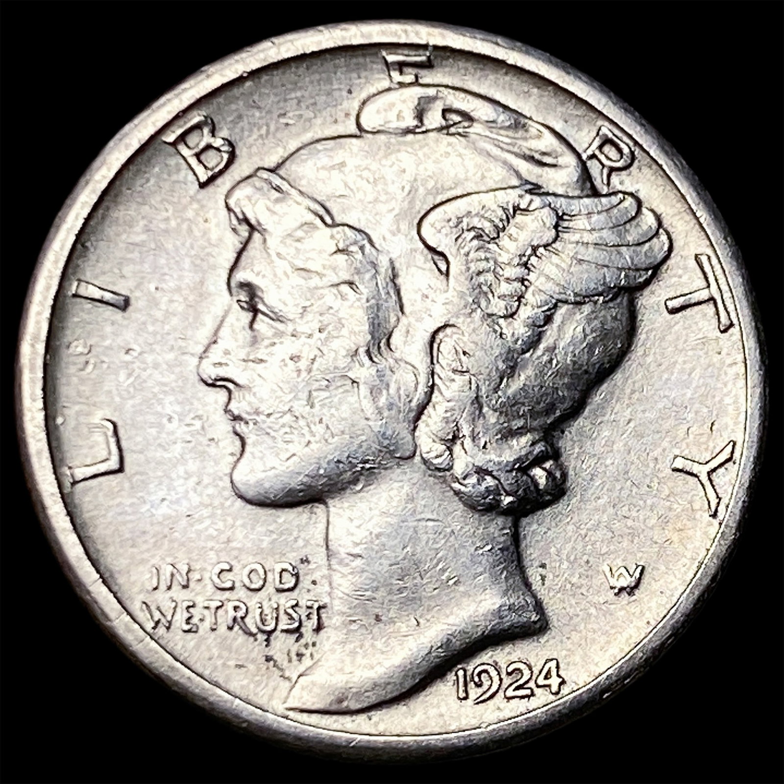 1924-S Silver Mercury Dime CLOSELY UNCIRCULATED (1 of 2)