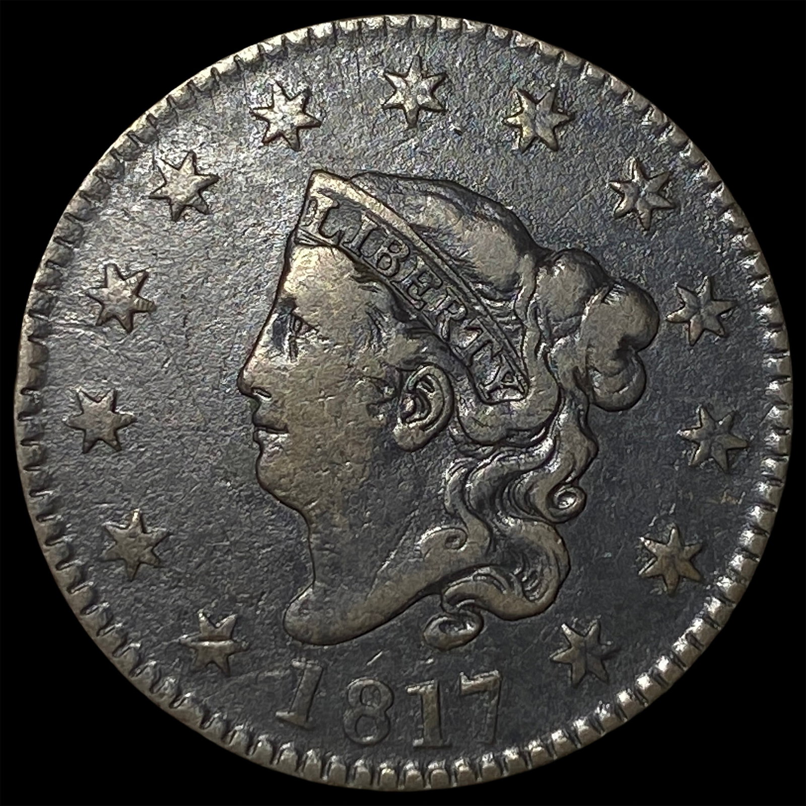 1817 Coronet Head Large Cent LIGHTLY CIRCULATED: 1817 Coronet Head Large Cent LIGHTLY CIRCULATED