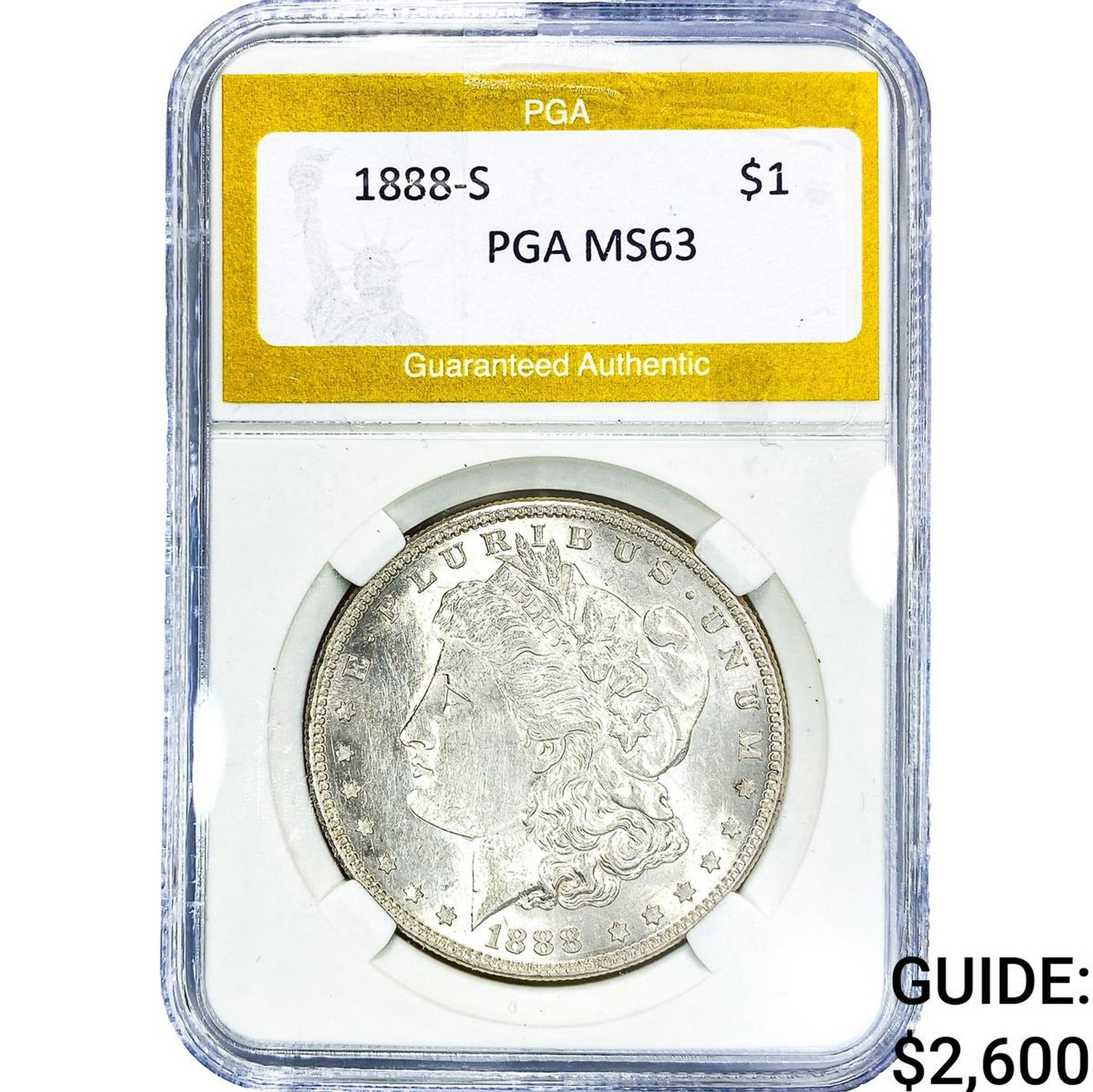 1888-S Morgan Silver Dollar PGA MS63: 1888-S Morgan Silver Dollar PGA MS63