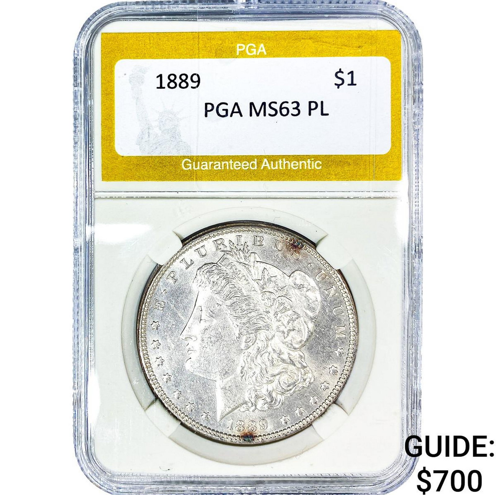 1889 Morgan Silver Dollar PGA MS63 PL: 1889 Morgan Silver Dollar PGA MS63 PL