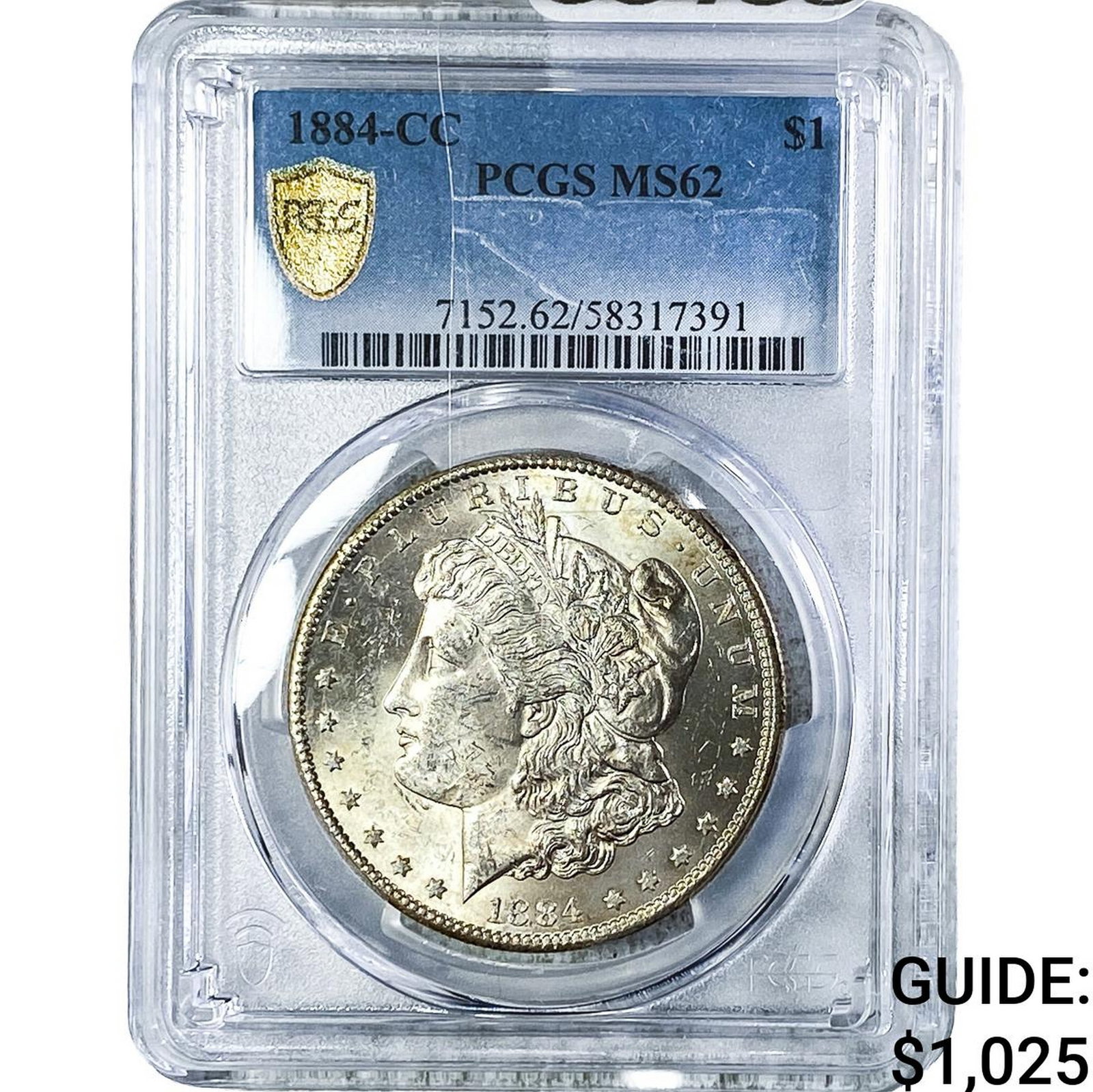 1884-CC Morgan Silver Dollar PCGS MS62: 1884-CC Morgan Silver Dollar PCGS MS62