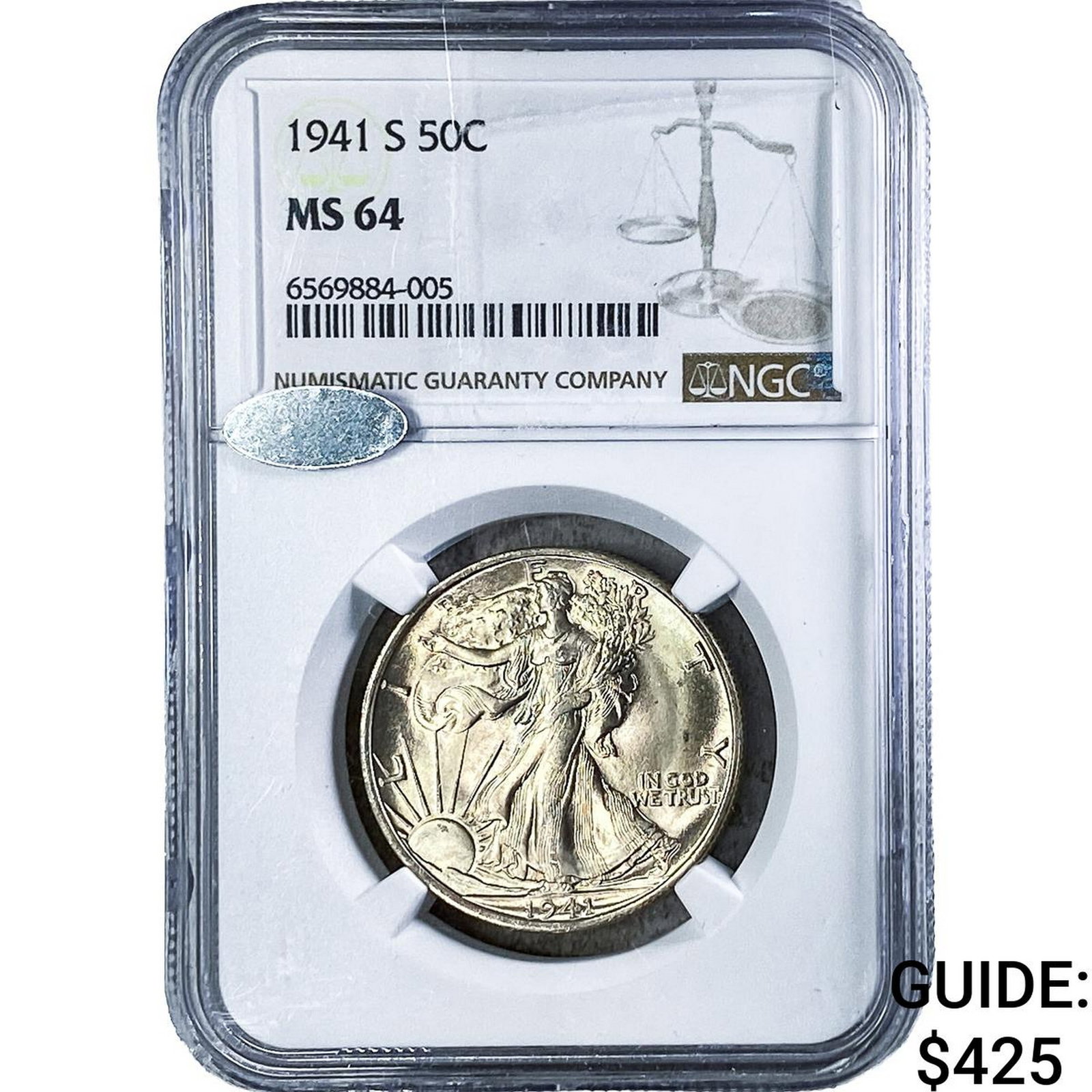 1941-S Walking Liberty Half Dollar NGC MS64: 1941-S Walking Liberty Half Dollar NGC MS64