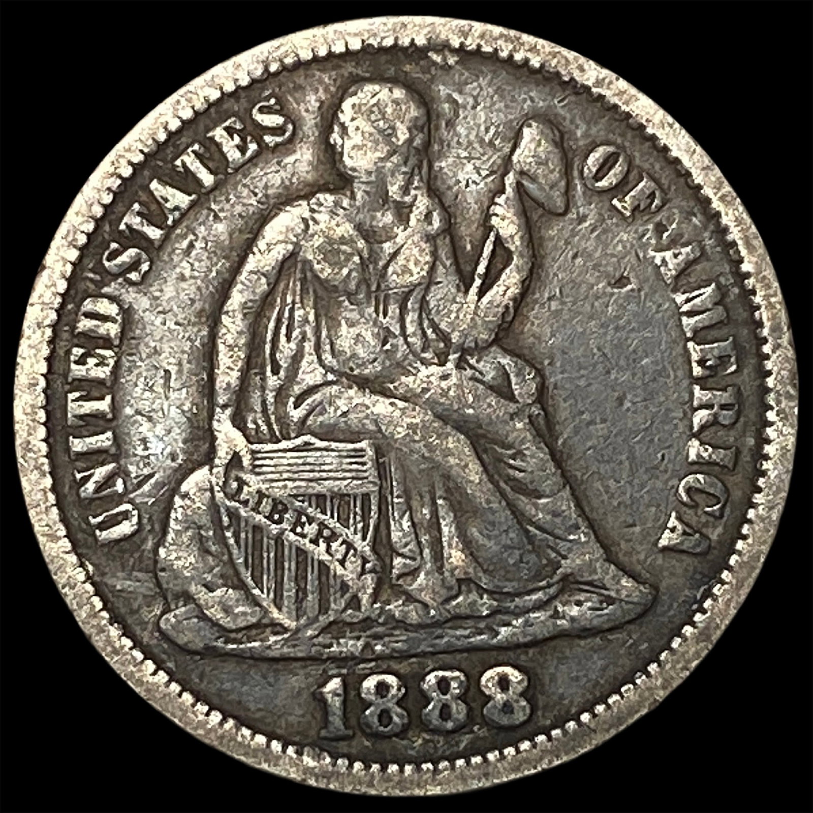1888 Seated Liberty Dime NEARLY UNCIRCULATED: 1888 Seated Liberty Dime NEARLY UNCIRCULATED