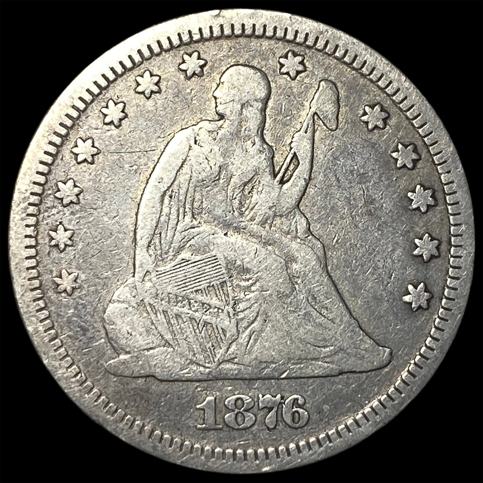 1876-CC Silver Quarter Dollar LIGHTLY CIRCULATED: 1876-CC Silver Quarter Dollar LIGHTLY CIRCULATED