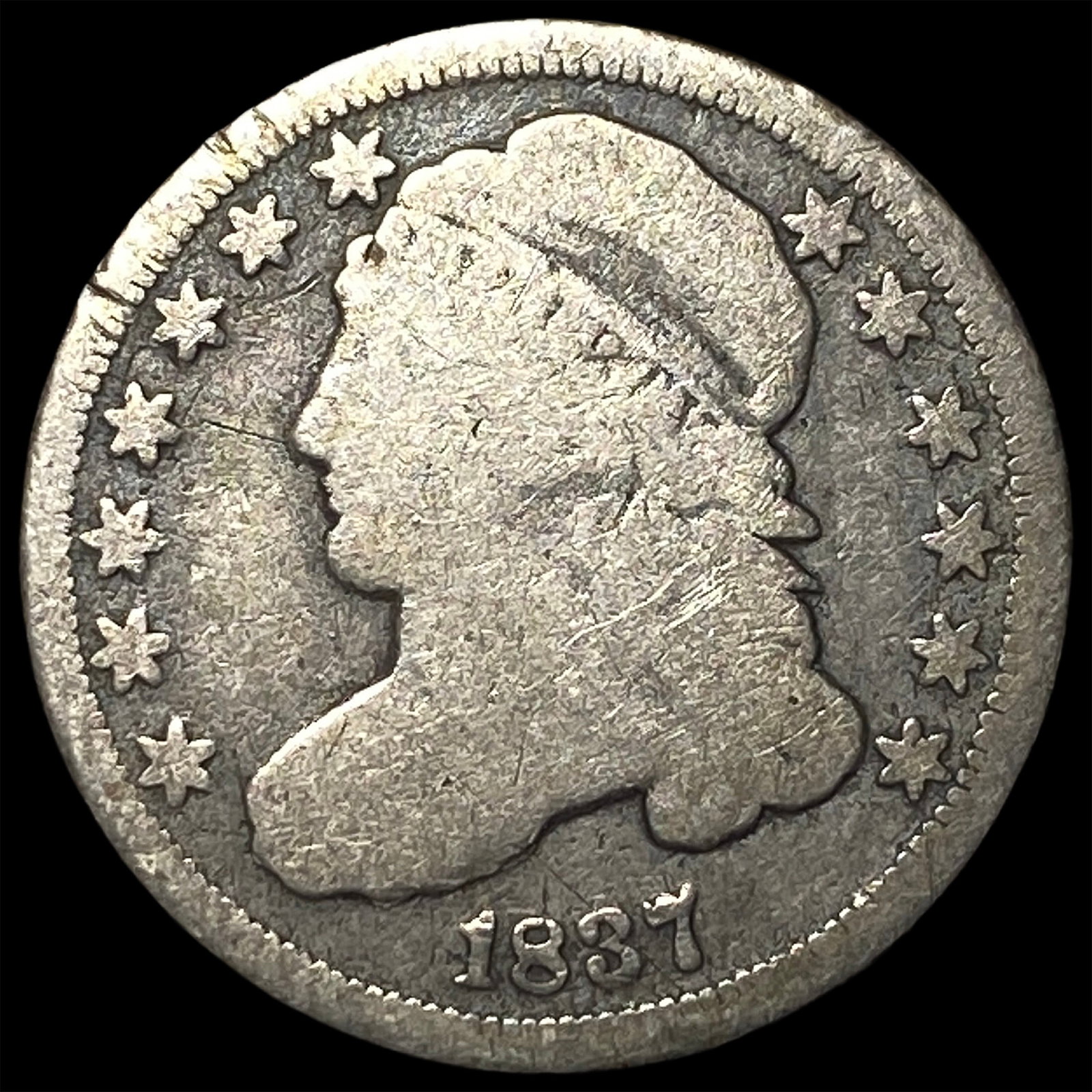 1837 Capped Bust Dime NICELY CIRCULATED: 1837 Capped Bust Dime NICELY CIRCULATED